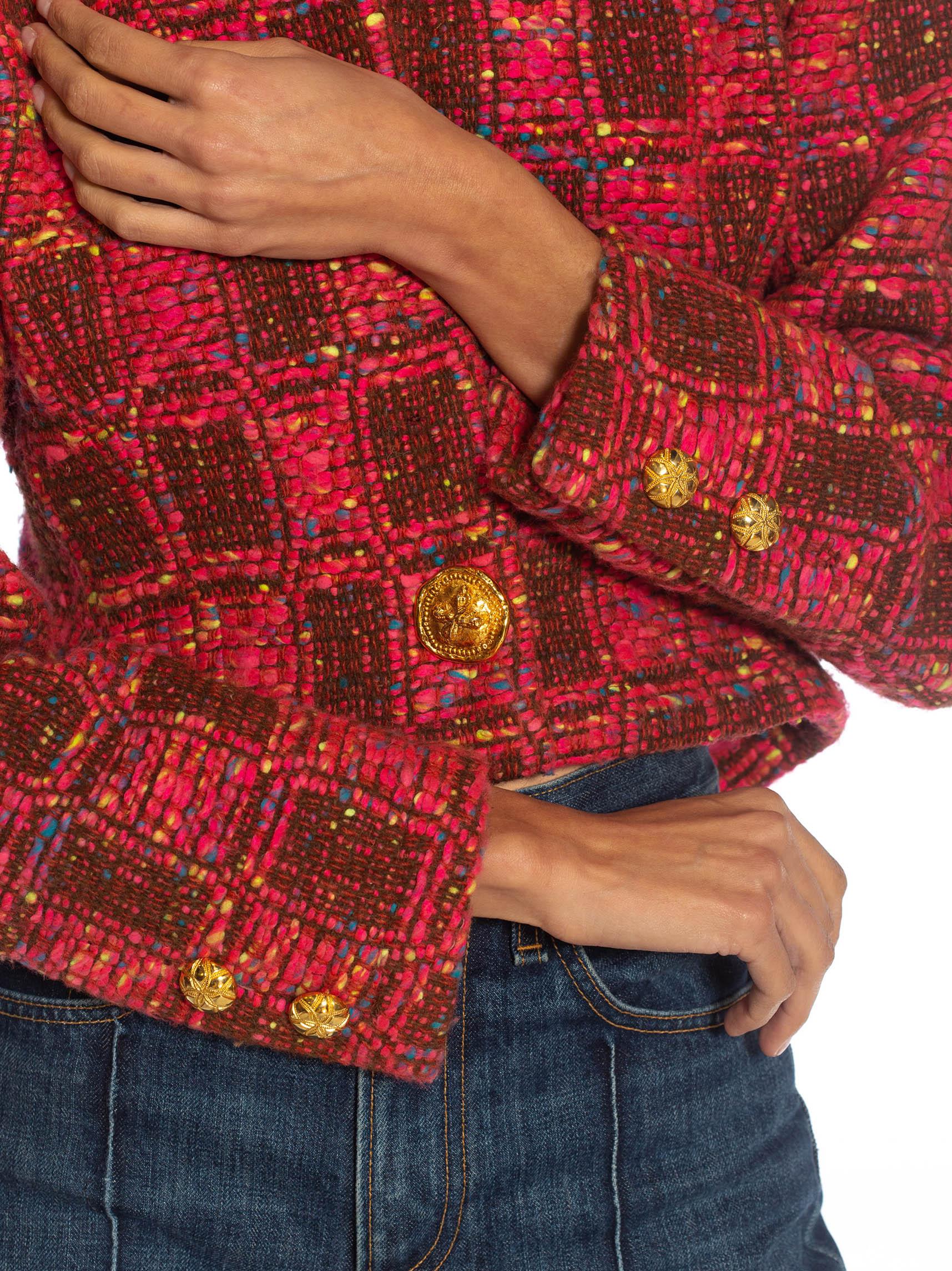 1990S LACROIX Pink Haute Couture Wool Blend & Silk Tweed Jacket 6
