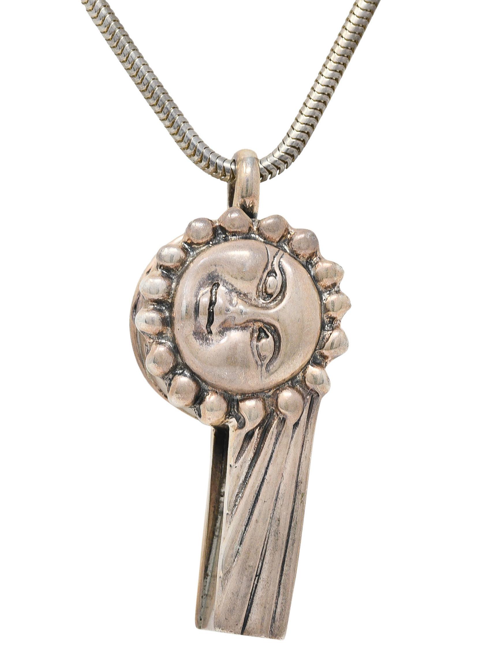 1990's Lagos Sterling Silver Rare Wonders Celestial Whistle Pendant Necklace In Excellent Condition In Philadelphia, PA