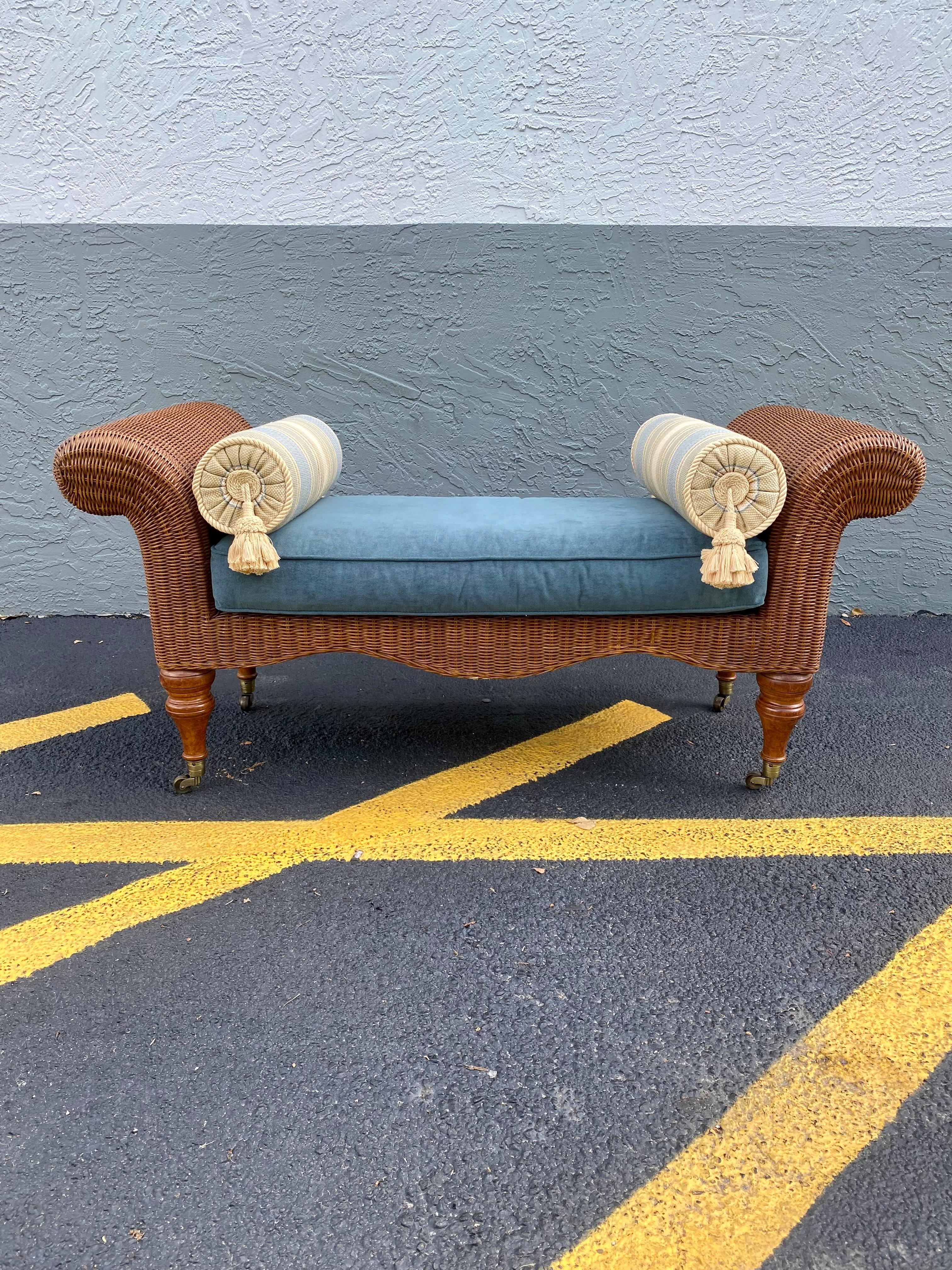 On offer on this occasion is one of the most stunning and rare, rattan bench  you could hope to find. Outstanding design is exhibited throughout. The beautiful bench is statement piece which is also extremely comfortable and packed with