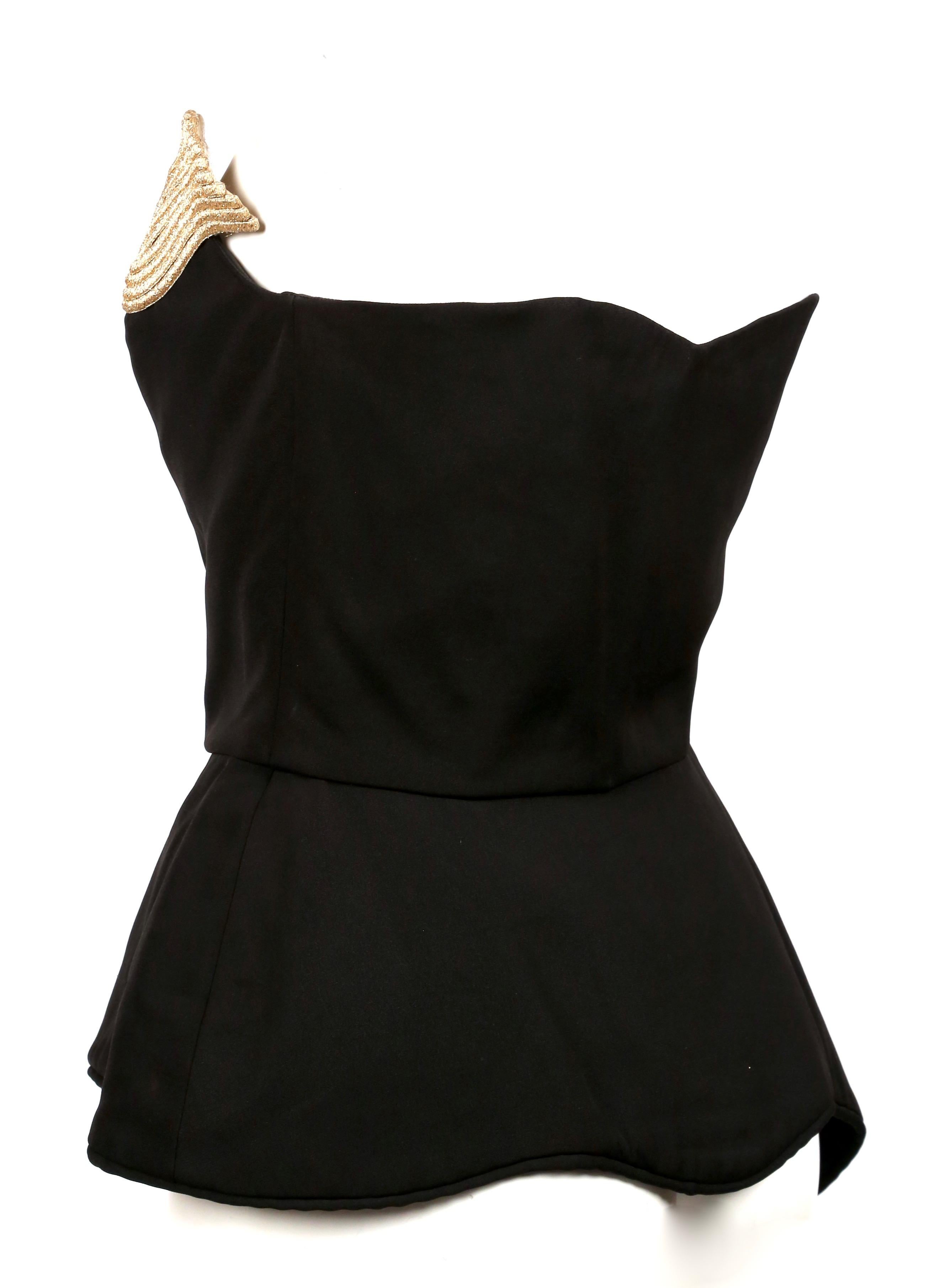 1990's LANVIN black bustier with gold lurex thread detail In Good Condition In San Fransisco, CA