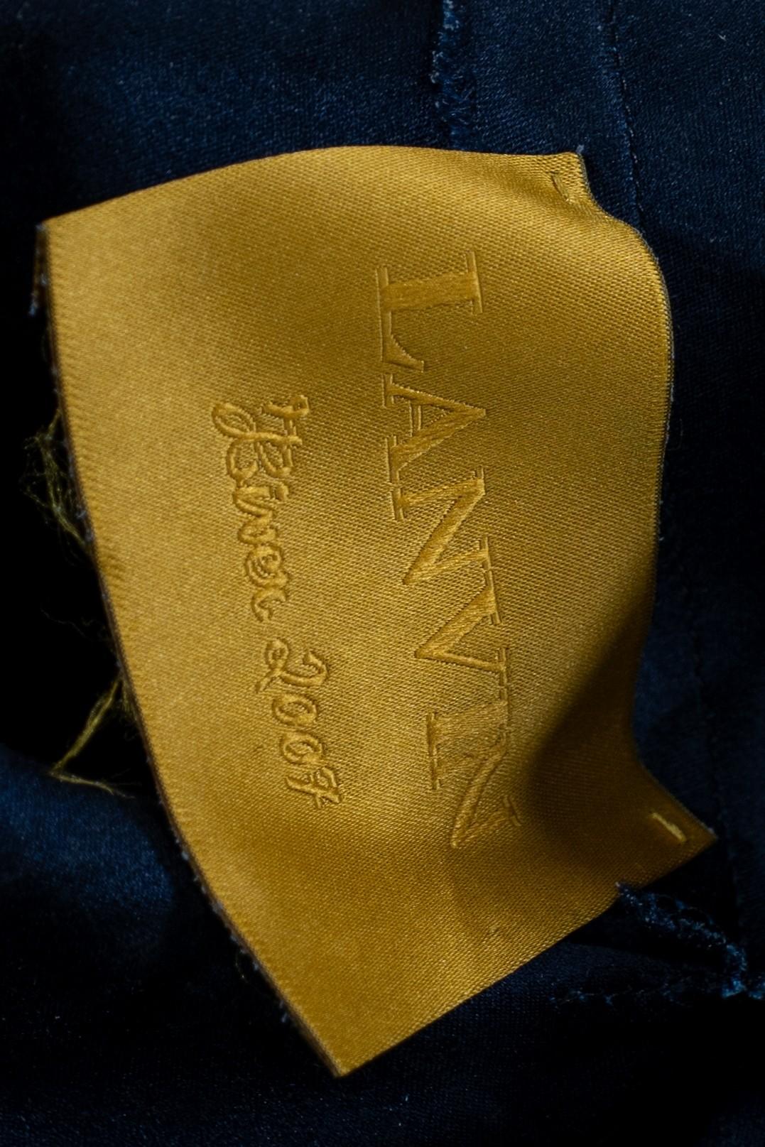 1990S Lanvin Vestido de seda azul marino 6
