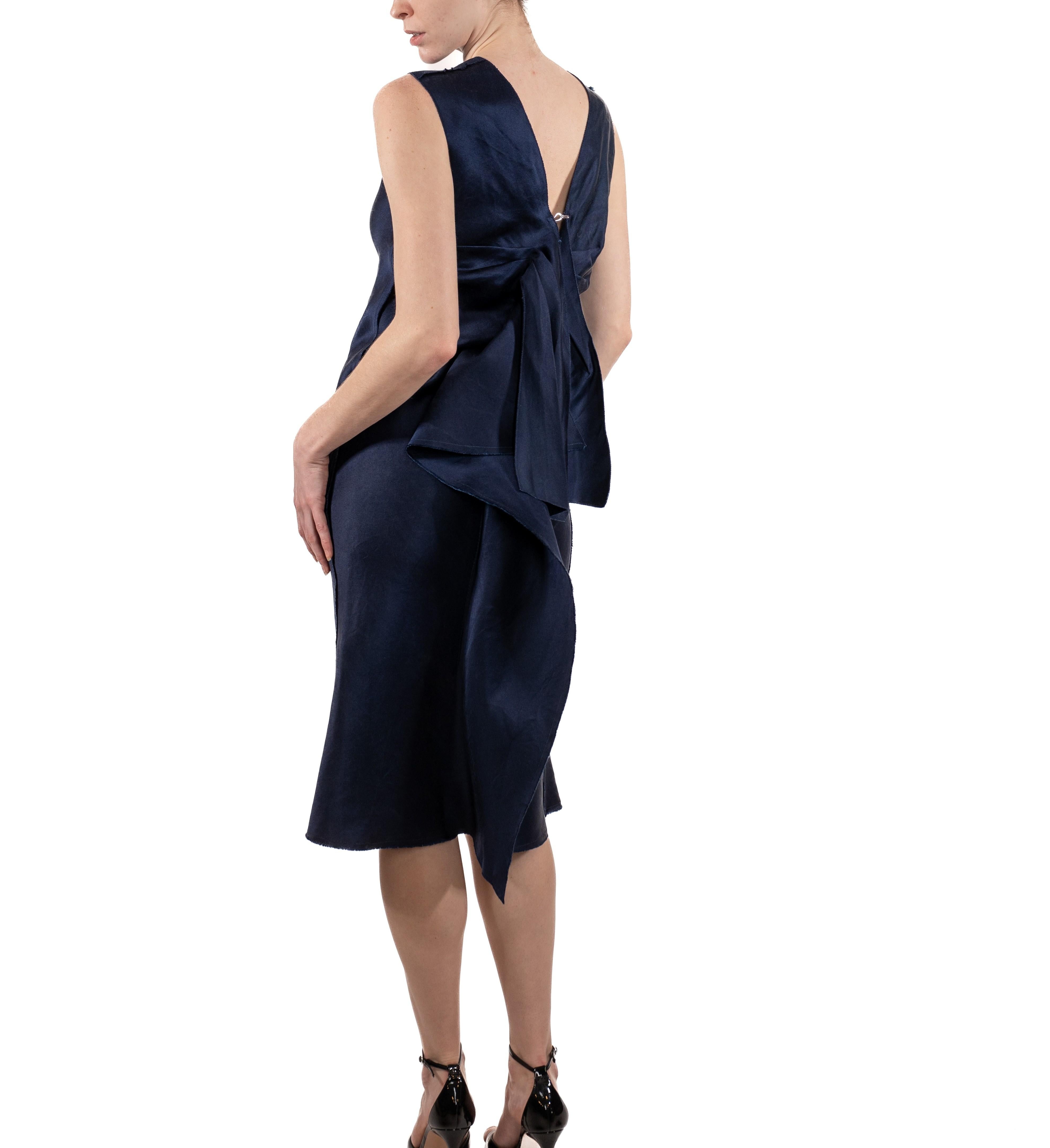 De las mujeres 1990S Lanvin Vestido de seda azul marino