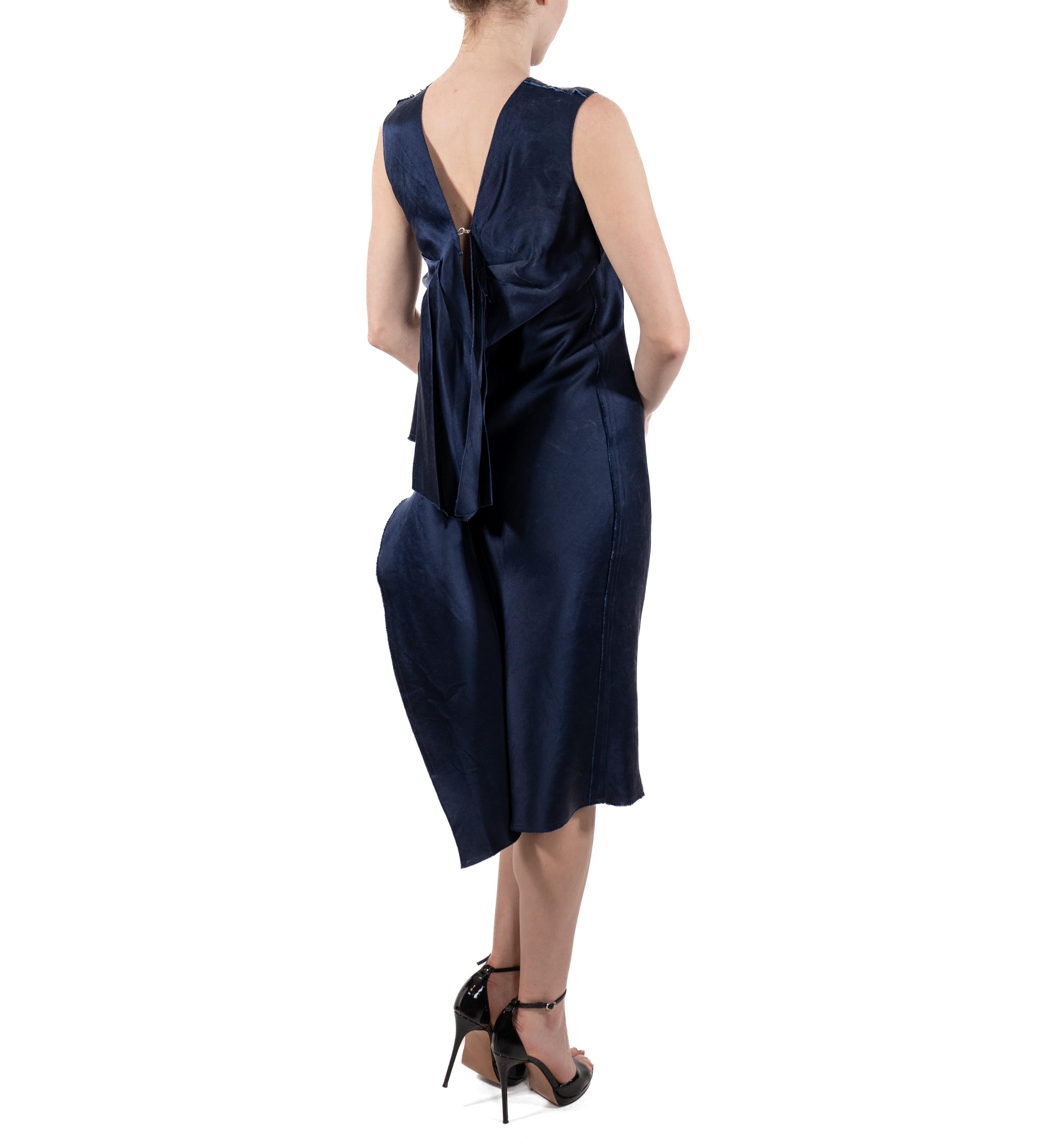 1990S Lanvin Vestido de seda azul marino 1