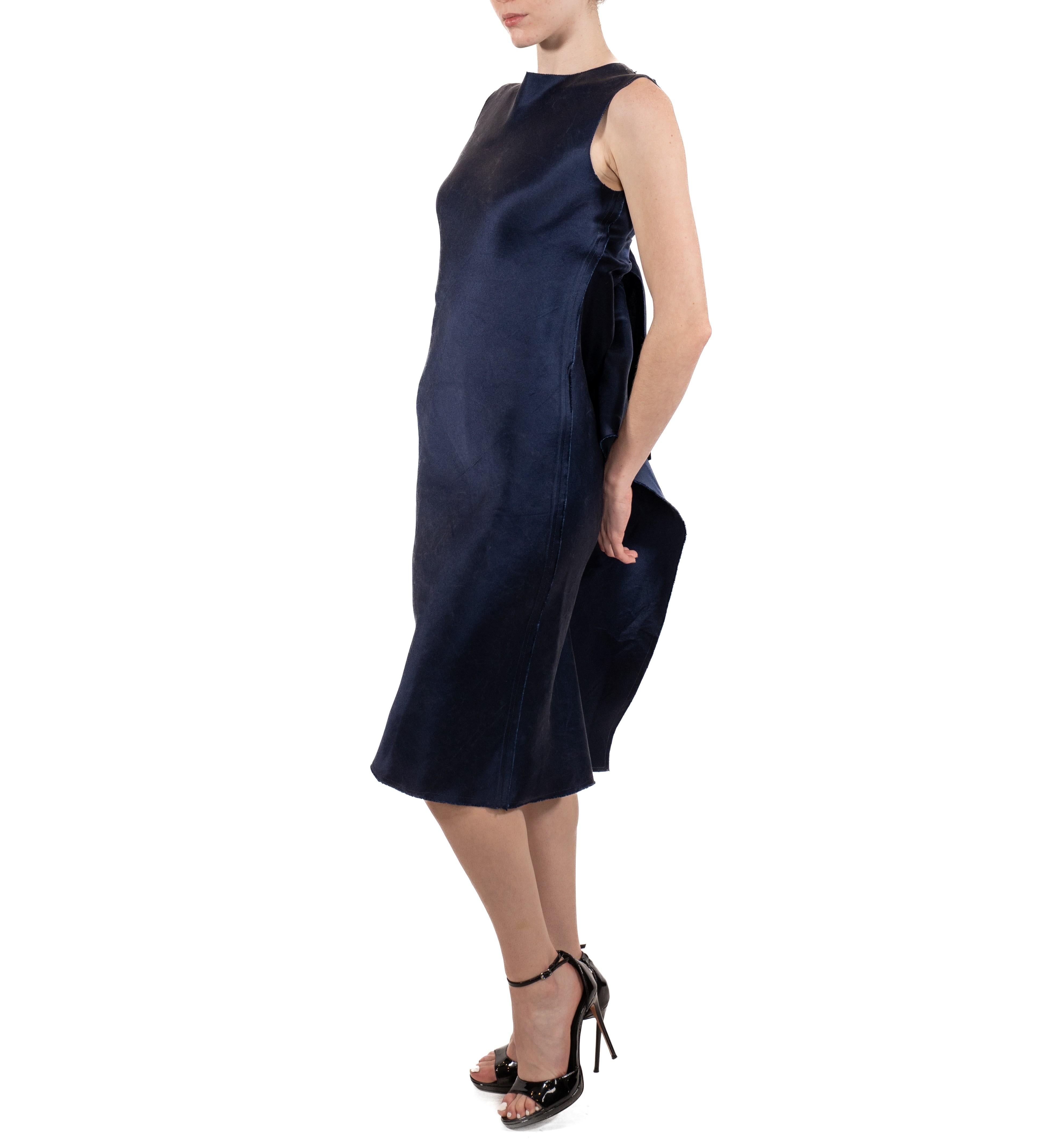 1990S Lanvin Vestido de seda azul marino 2