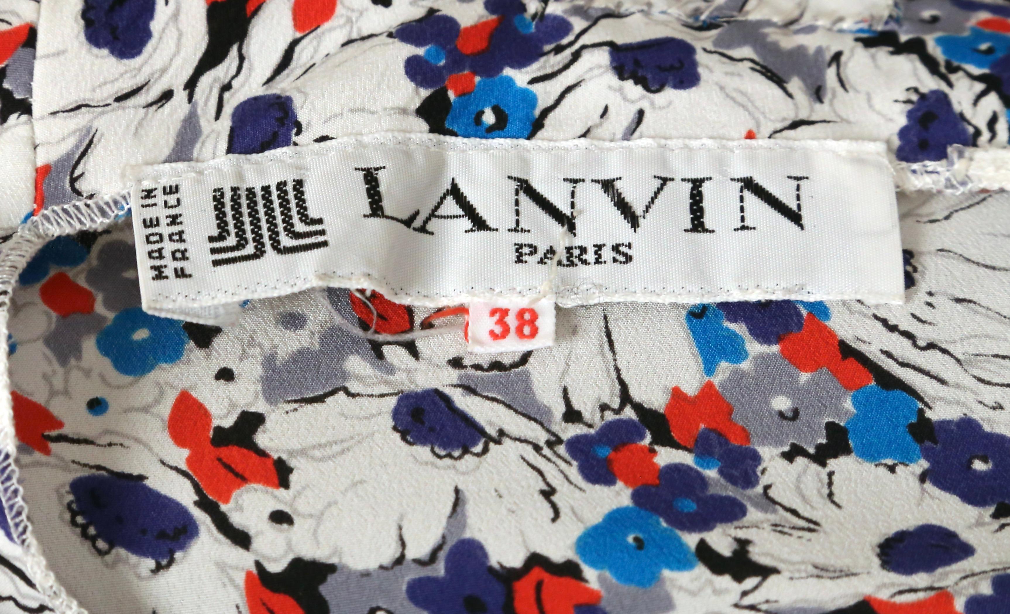 1990's LANVIN silk floral printed dress For Sale 4