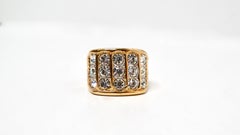 1990s Large 18k Gold Plated Linear Synthetic Crystal 5-Row Cocktail Ring