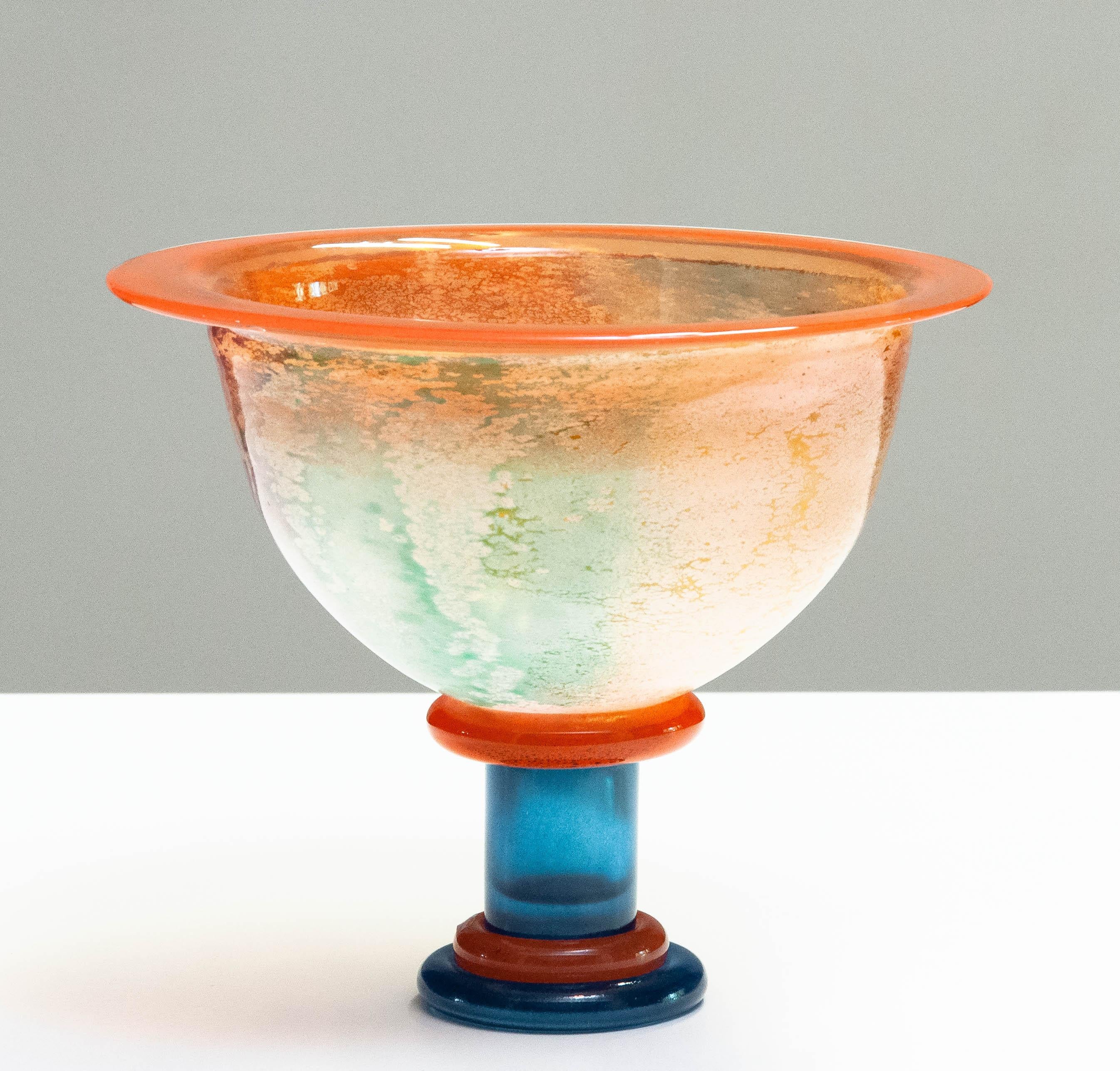 Swedish 1990's Large Art Glass Bowl 'Cancan Series' by Kjell Engman for Kosta Boda For Sale