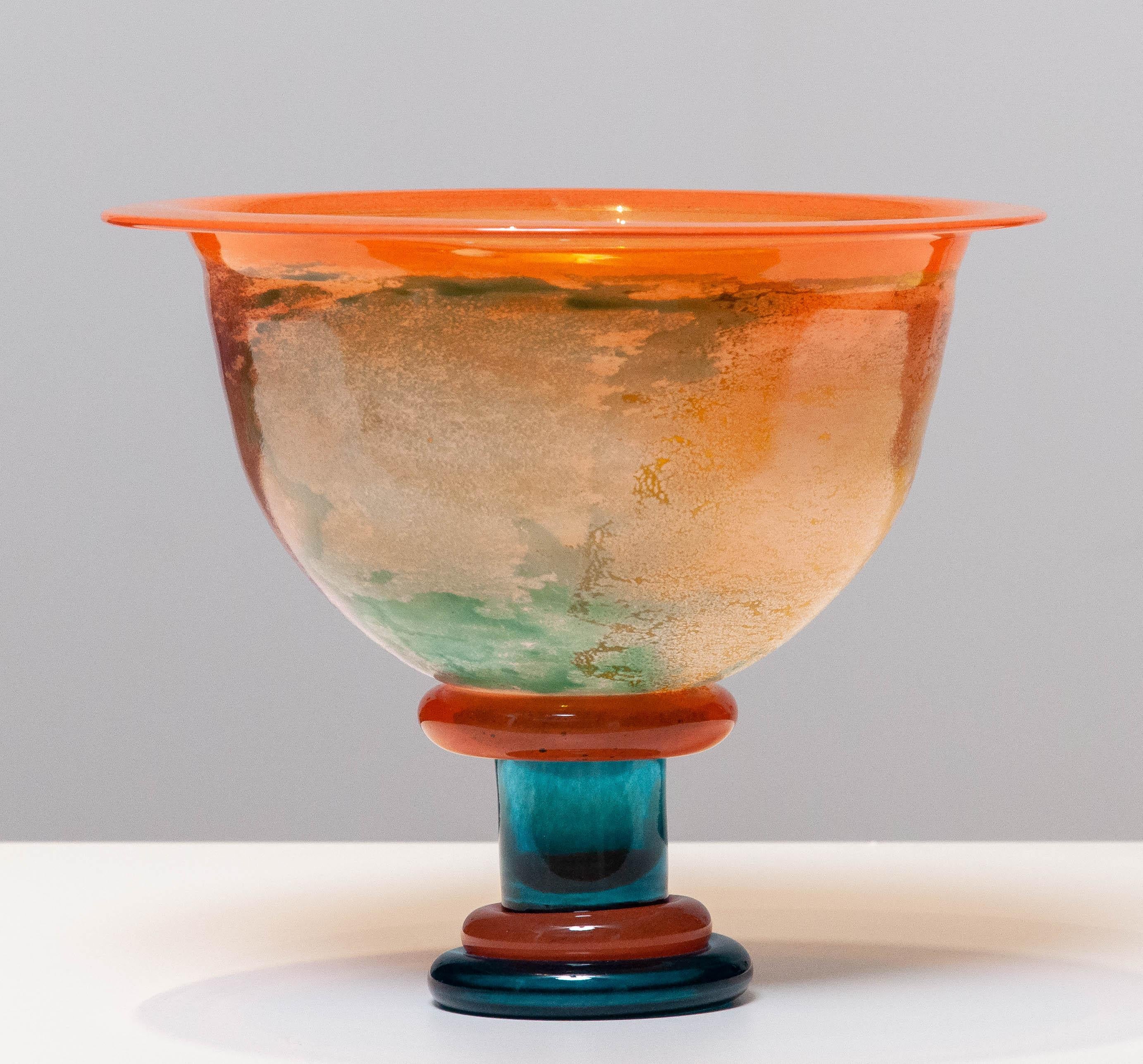 1990's Large Art Glass Bowl 'Cancan Series' by Kjell Engman for Kosta Boda In Excellent Condition In Silvolde, Gelderland