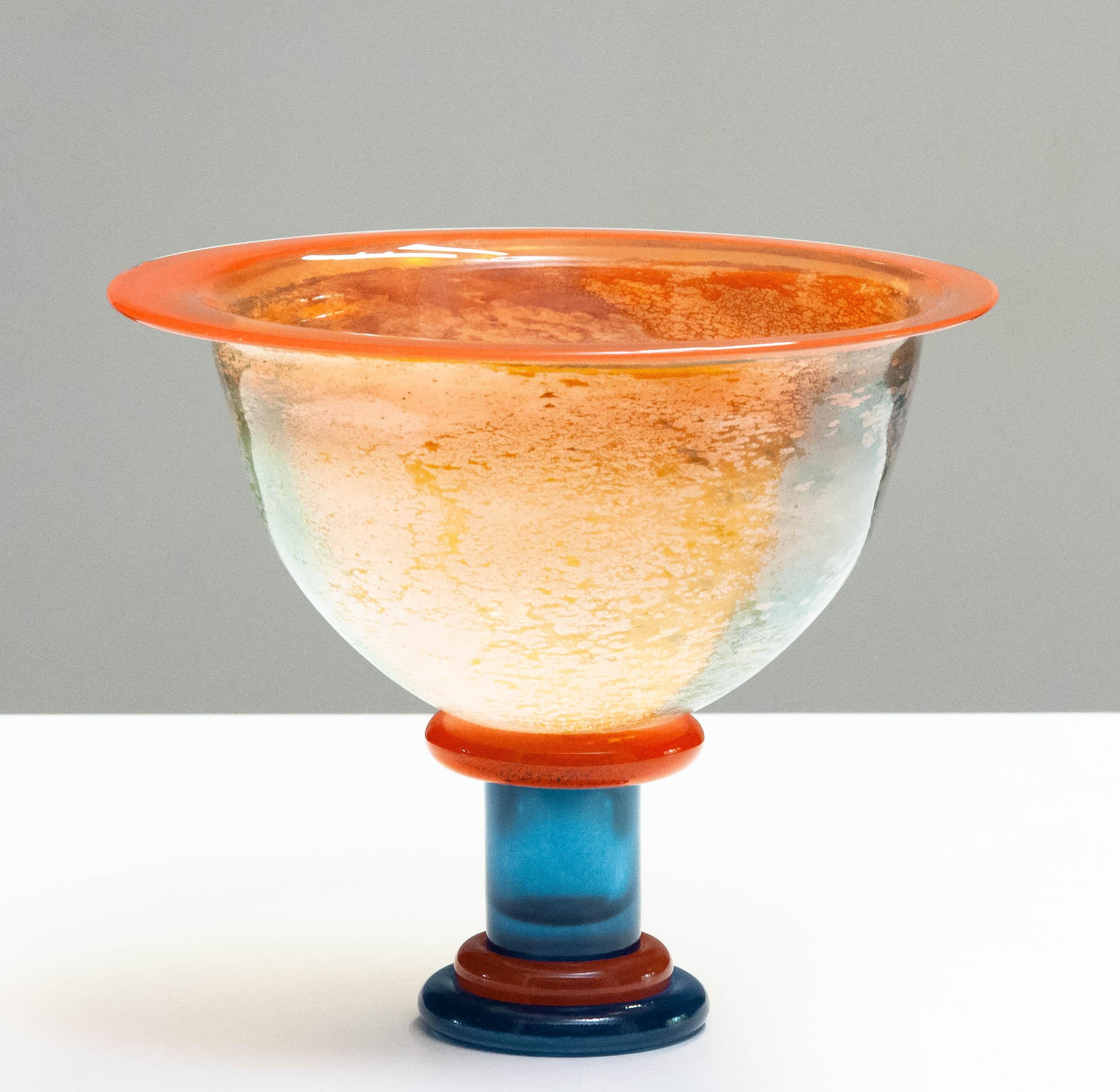 1990's Large Art Glass Bowl 'Cancan Series' by Kjell Engman for Kosta Boda In Excellent Condition For Sale In Silvolde, Gelderland