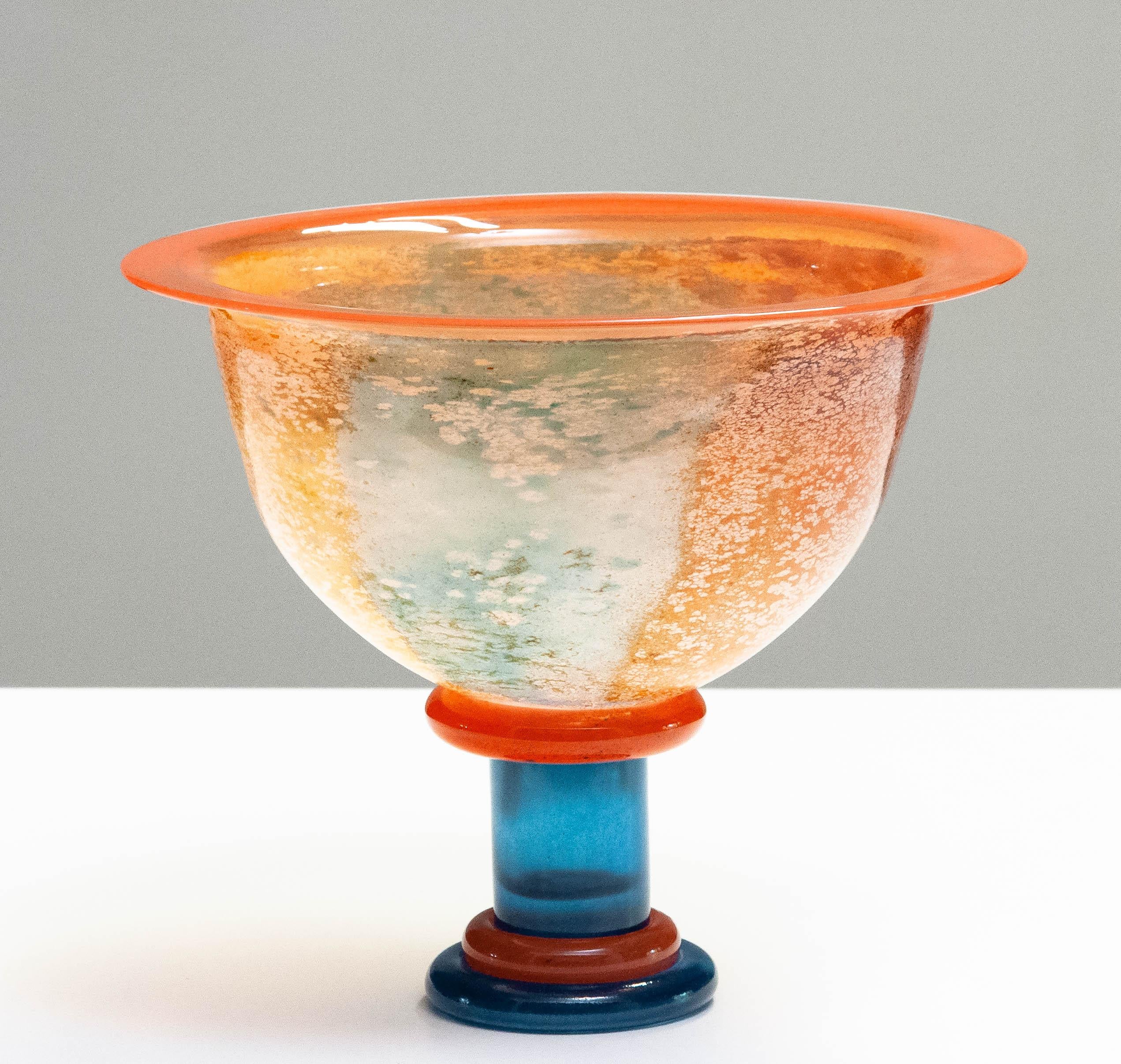 Late 20th Century 1990's Large Art Glass Bowl 'Cancan Series' by Kjell Engman for Kosta Boda For Sale