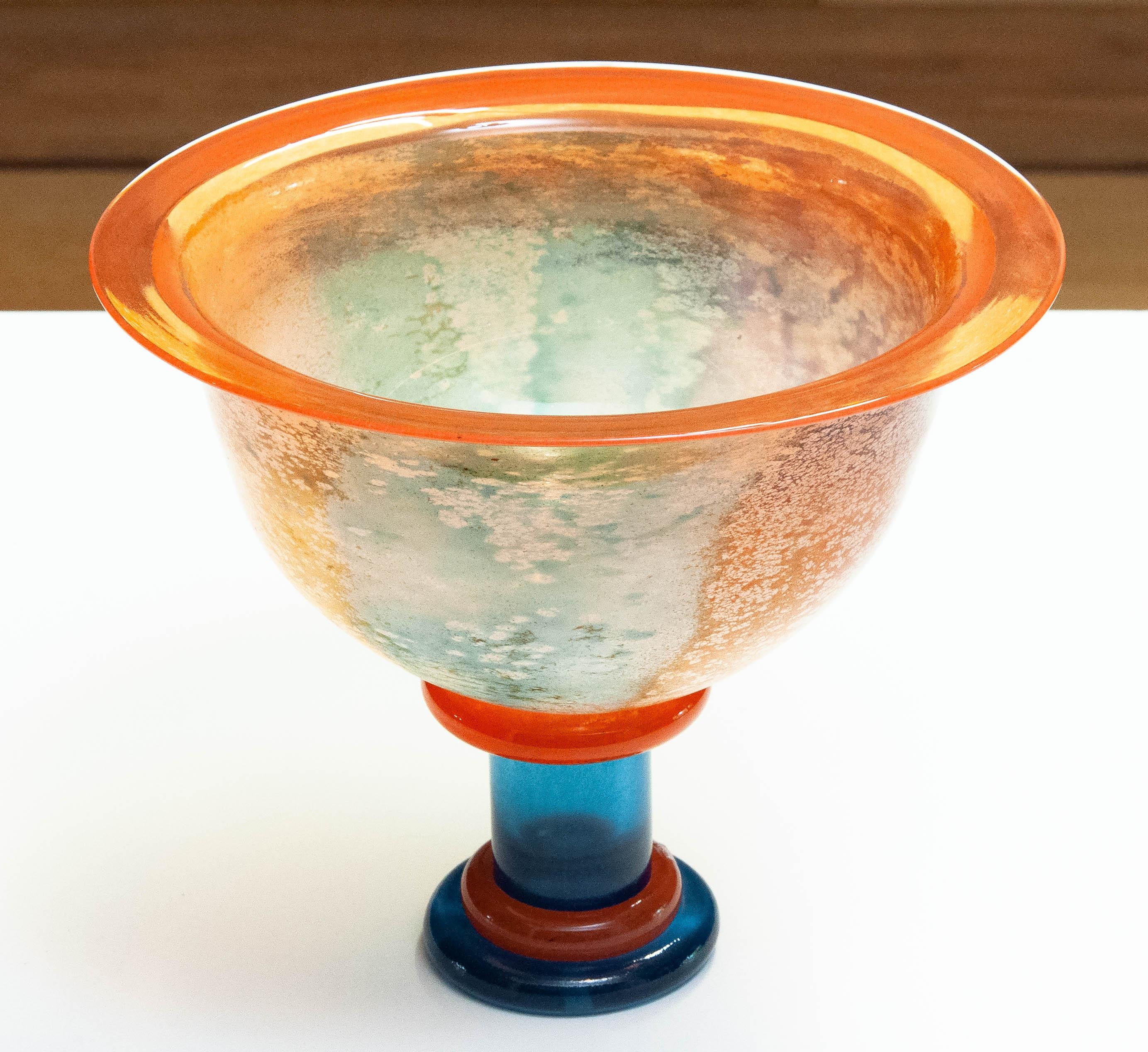1990's Large Art Glass Bowl 'Cancan Series' by Kjell Engman for Kosta Boda For Sale 1