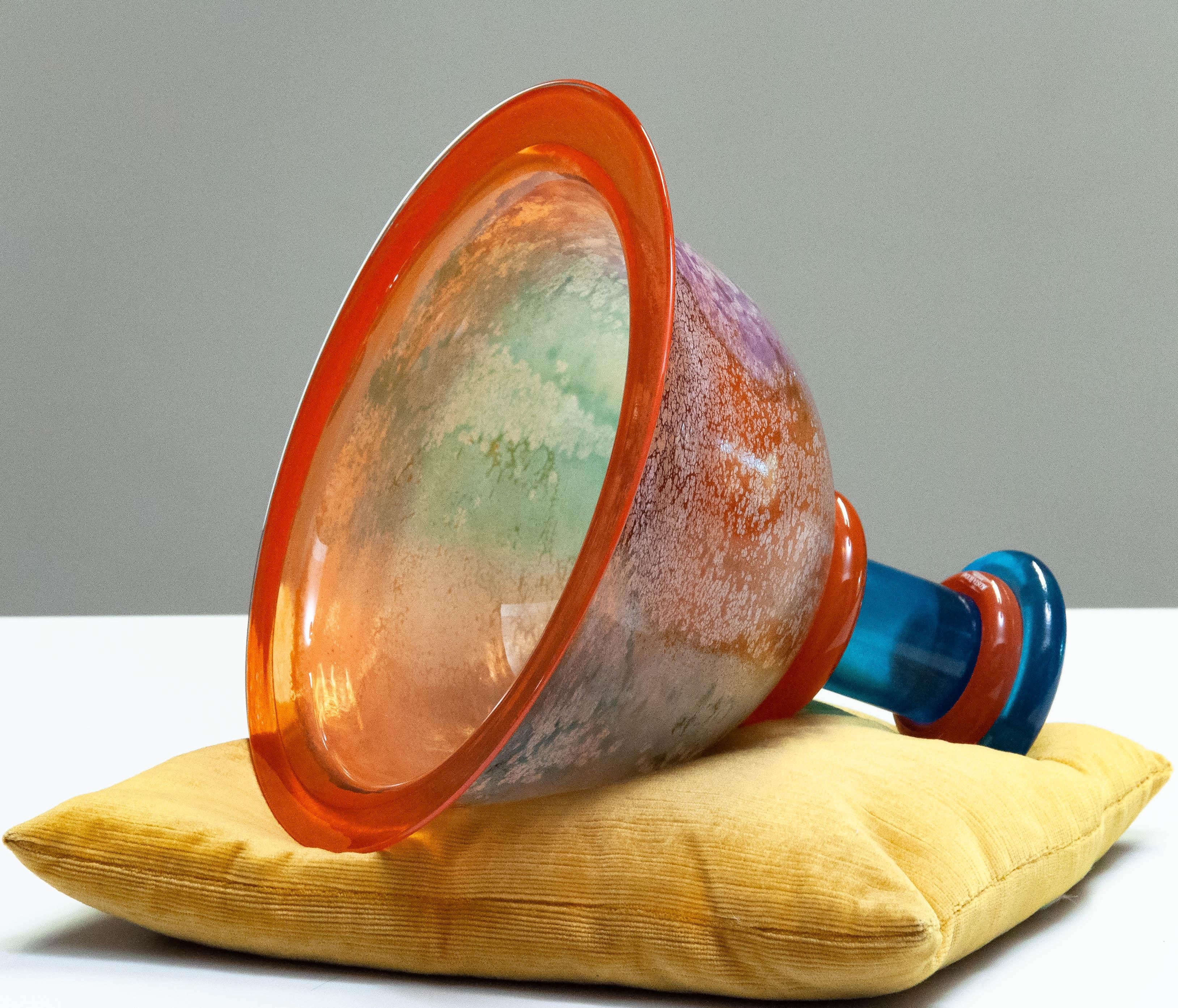 1990's Large Art Glass Bowl 'Cancan Series' by Kjell Engman for Kosta Boda For Sale 3