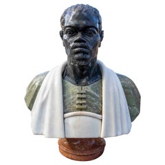 1990s Large Sculptural Bust in Marble of Various Tones