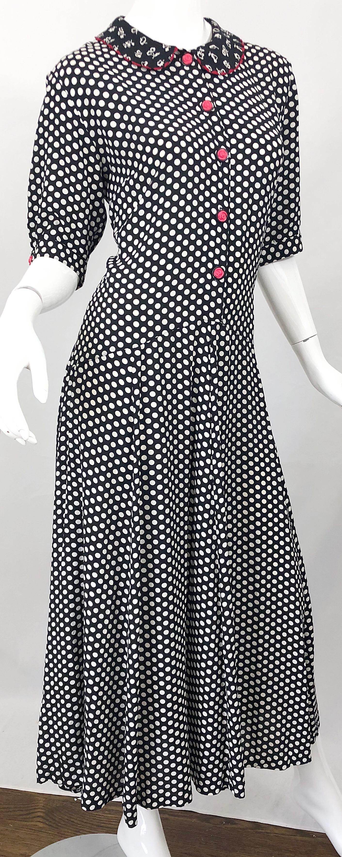 Vintage 90s Polka Dot Tea Dress