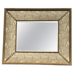 1990s French Style Large Upholstered Gilt Wood Wall Mirror