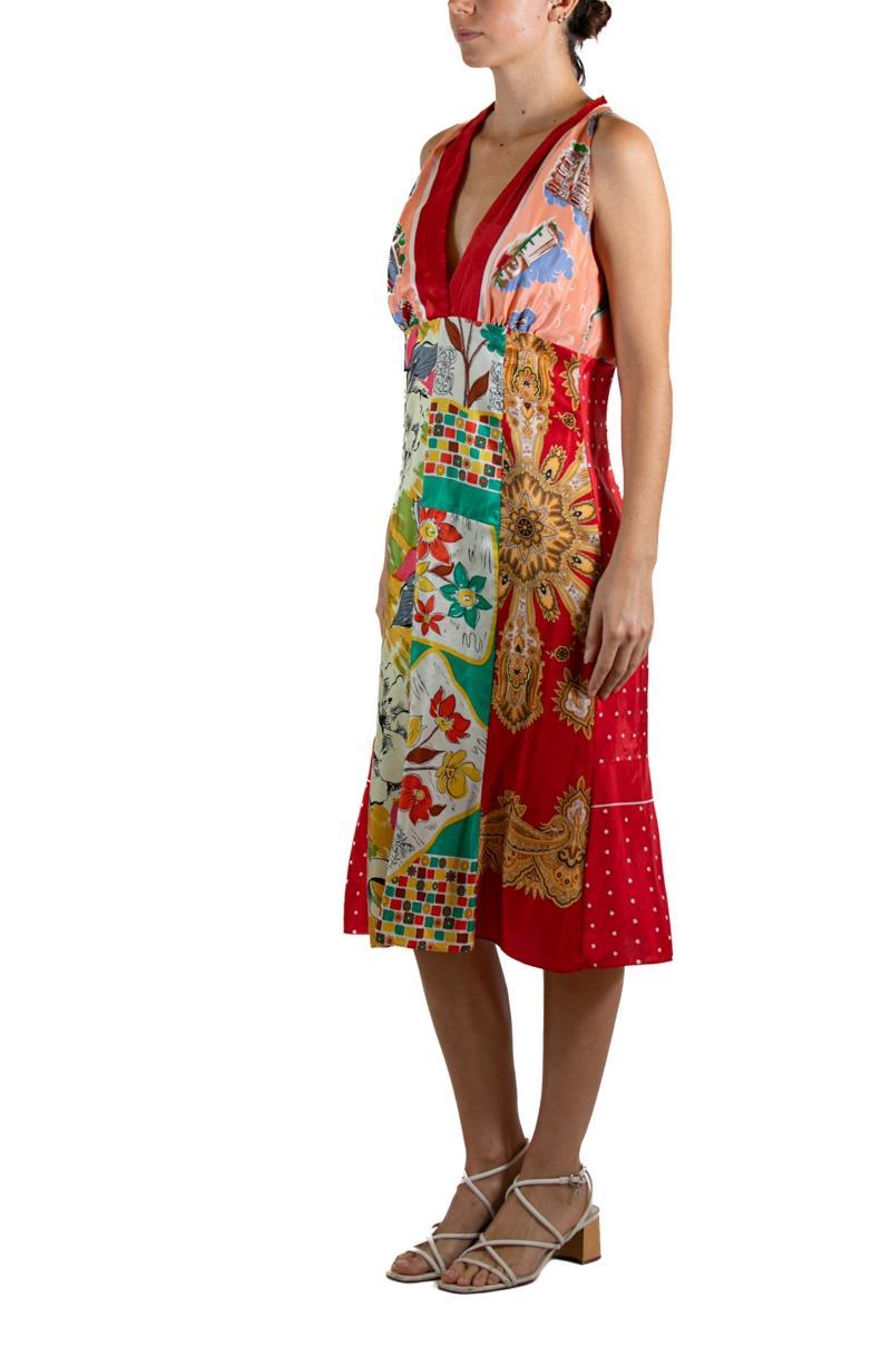Brown 1990S LAUNDRY BY SHELLI SEGAL Mixed Pinks Silk Dress For Sale