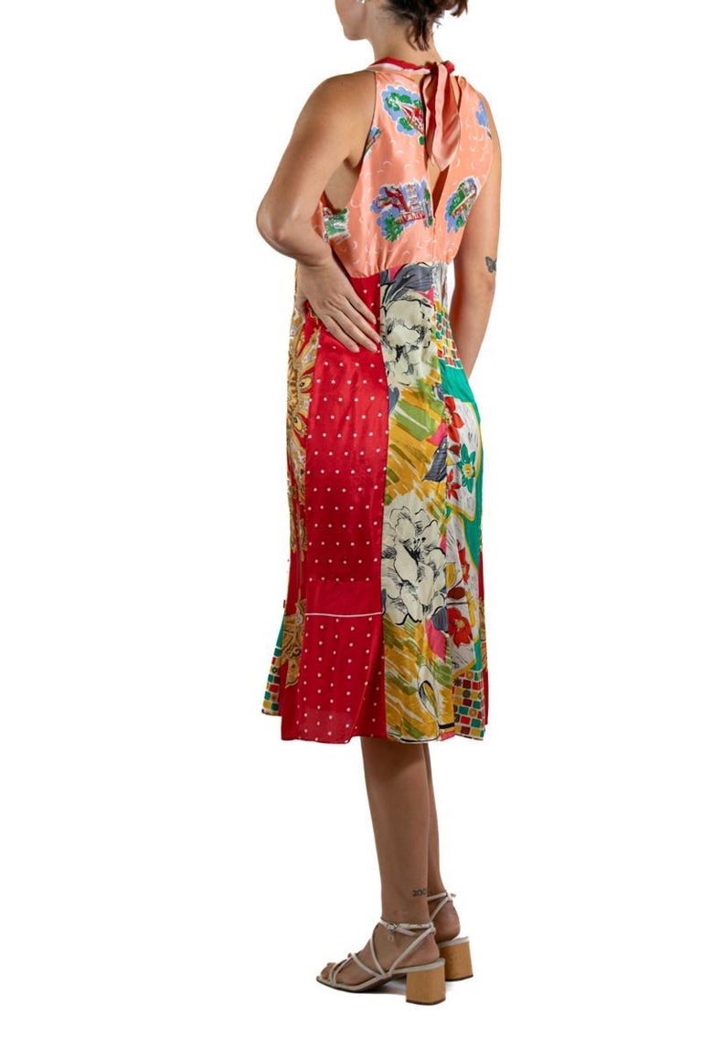 1990S LAUNDRY BY SHELLI SEGAL Mixed Pinks Silk Dress For Sale at 1stDibs