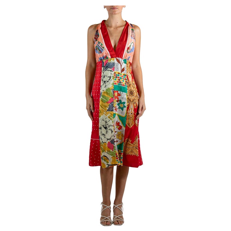 1990S LAUNDRY BY SHELLI SEGAL Mixed Pinks Silk Dress For Sale at 1stDibs