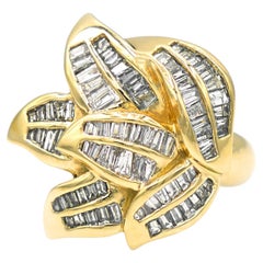 ruby ring with diamond baguettes 1990s Leaf Channel-Set Baguette Diamond Ring