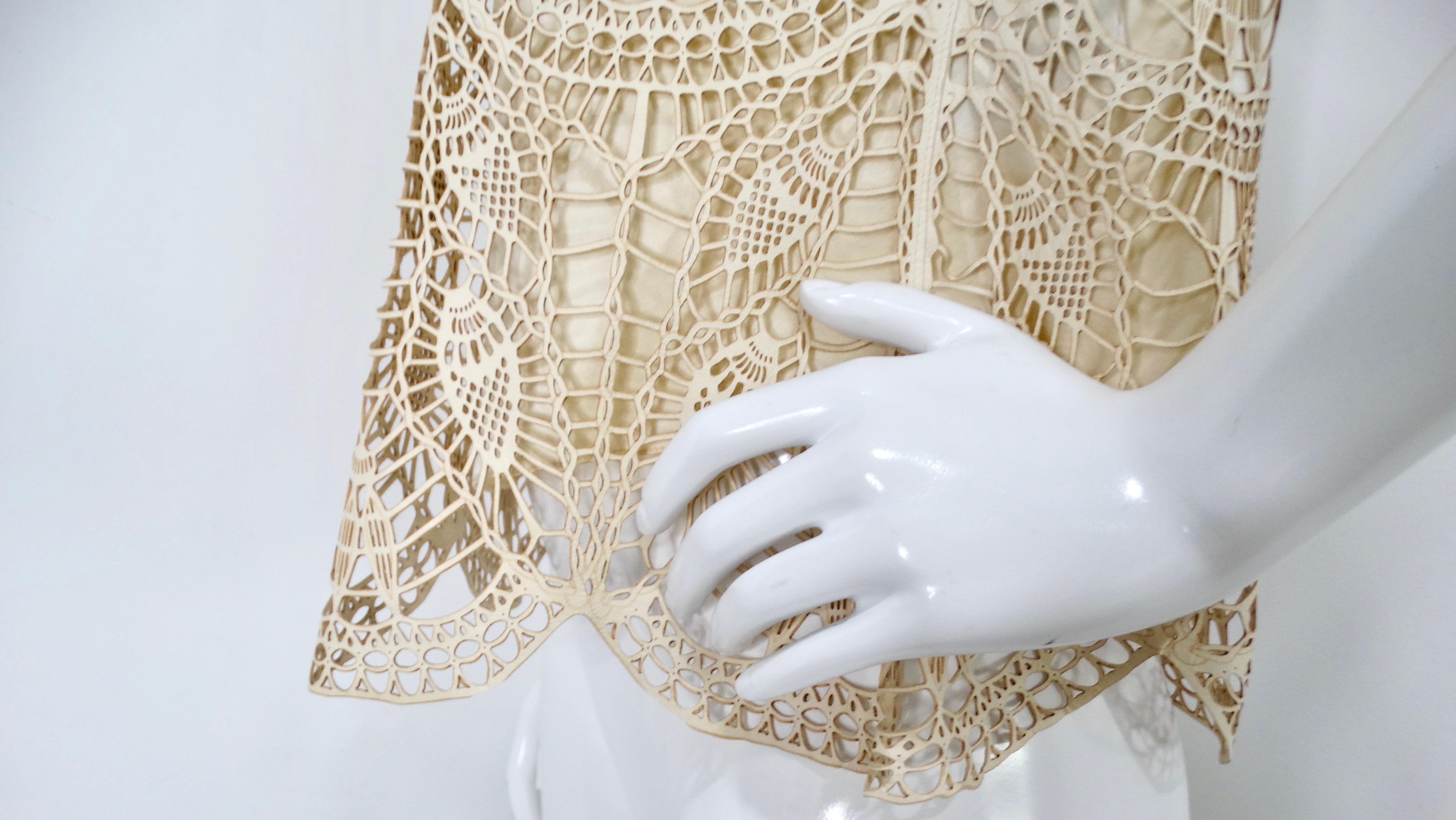 1990s Leather Crochet Style Top With Silk Slip For Sale 1