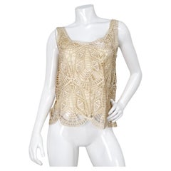 1990er Ledergehäkeltes Top im gehäkelten Stil mit Seiden-Slip