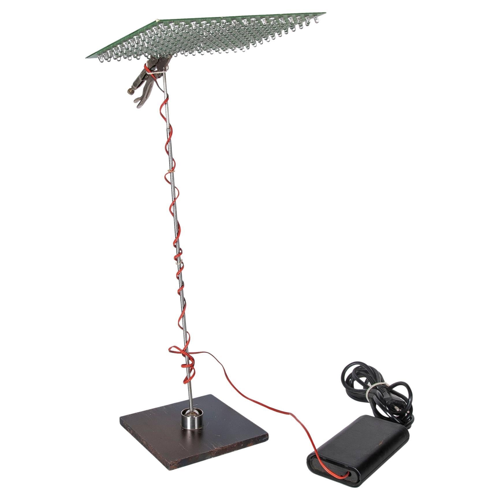 1990s Led Table Lamp Made with Different Old Utensils For Sale