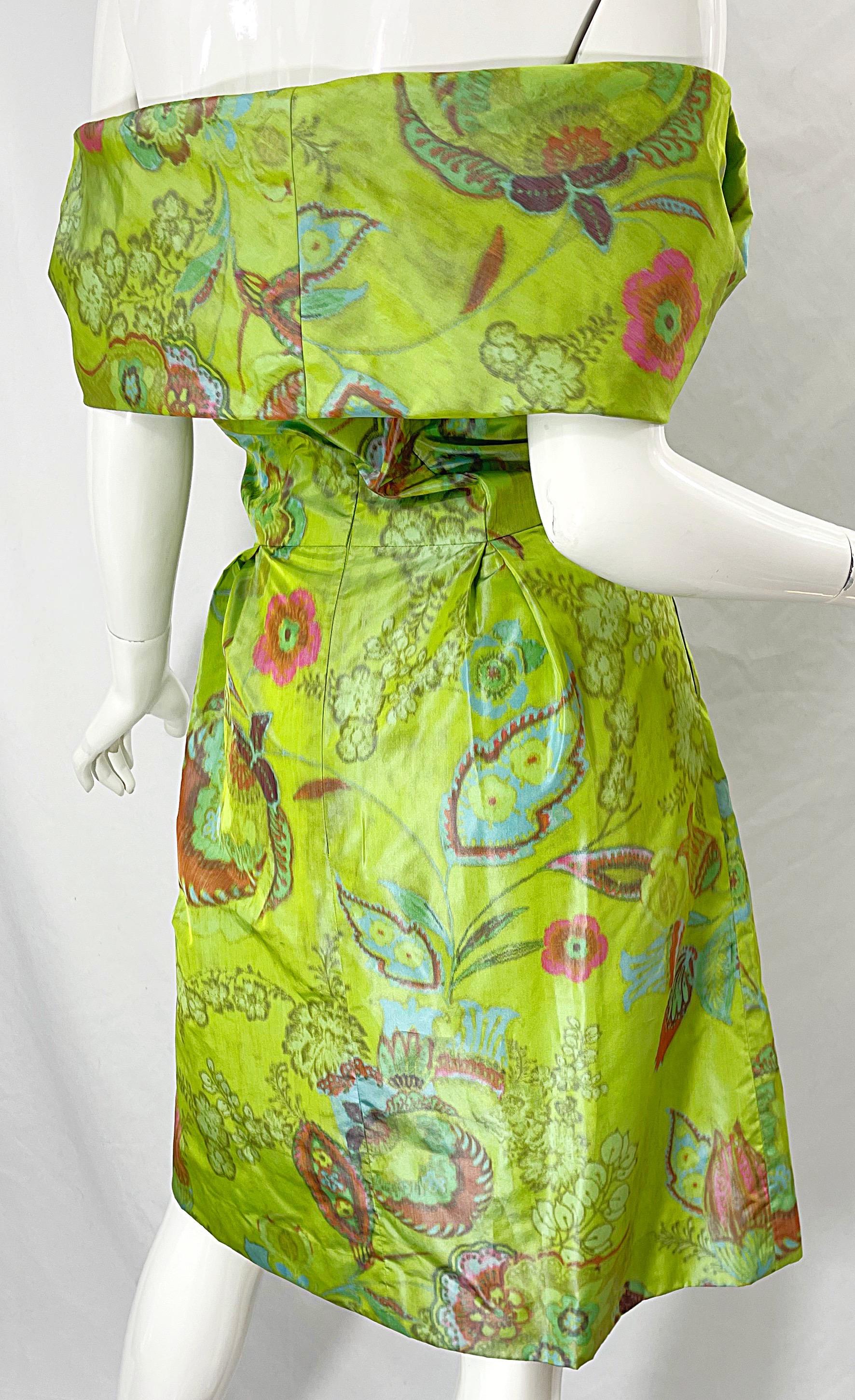 1990er Lee Alexander Couture Größe Large Seidentaft schulterfreies Vintage Kleid im Angebot 6