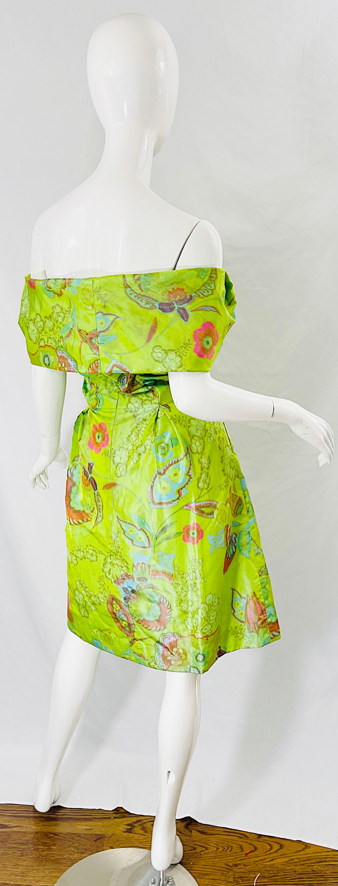 1990er Lee Alexander Couture Größe Large Seidentaft schulterfreies Vintage Kleid Damen im Angebot