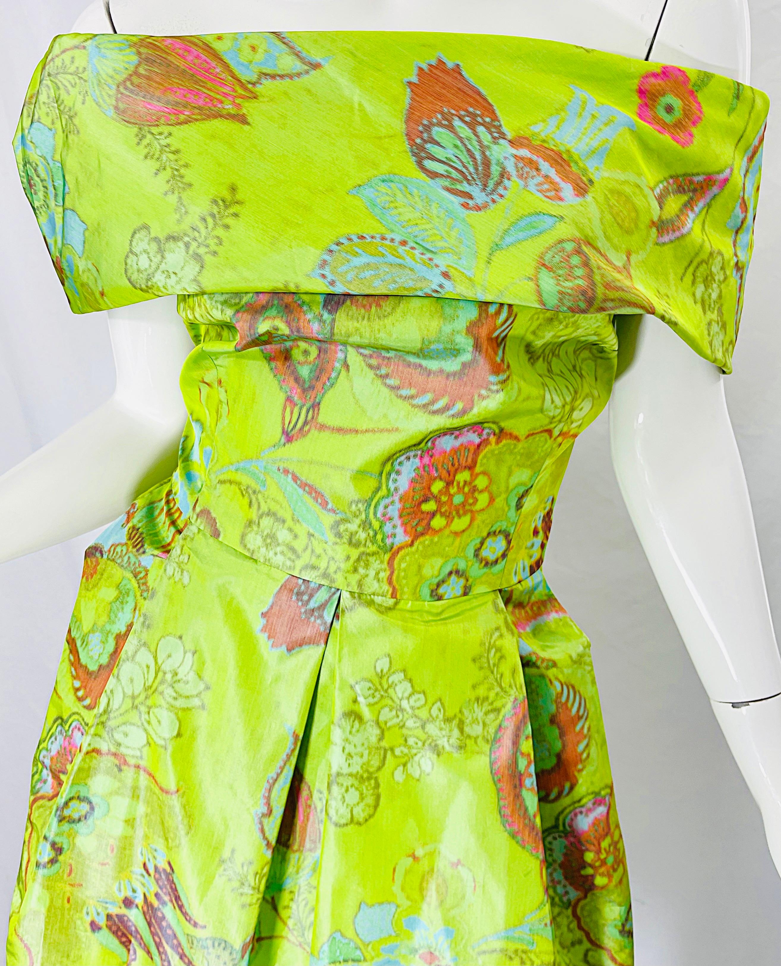 Women's 1990s Lee Alexander Couture Size Large Silk Taffeta Off Shoulder Vintage Dress For Sale