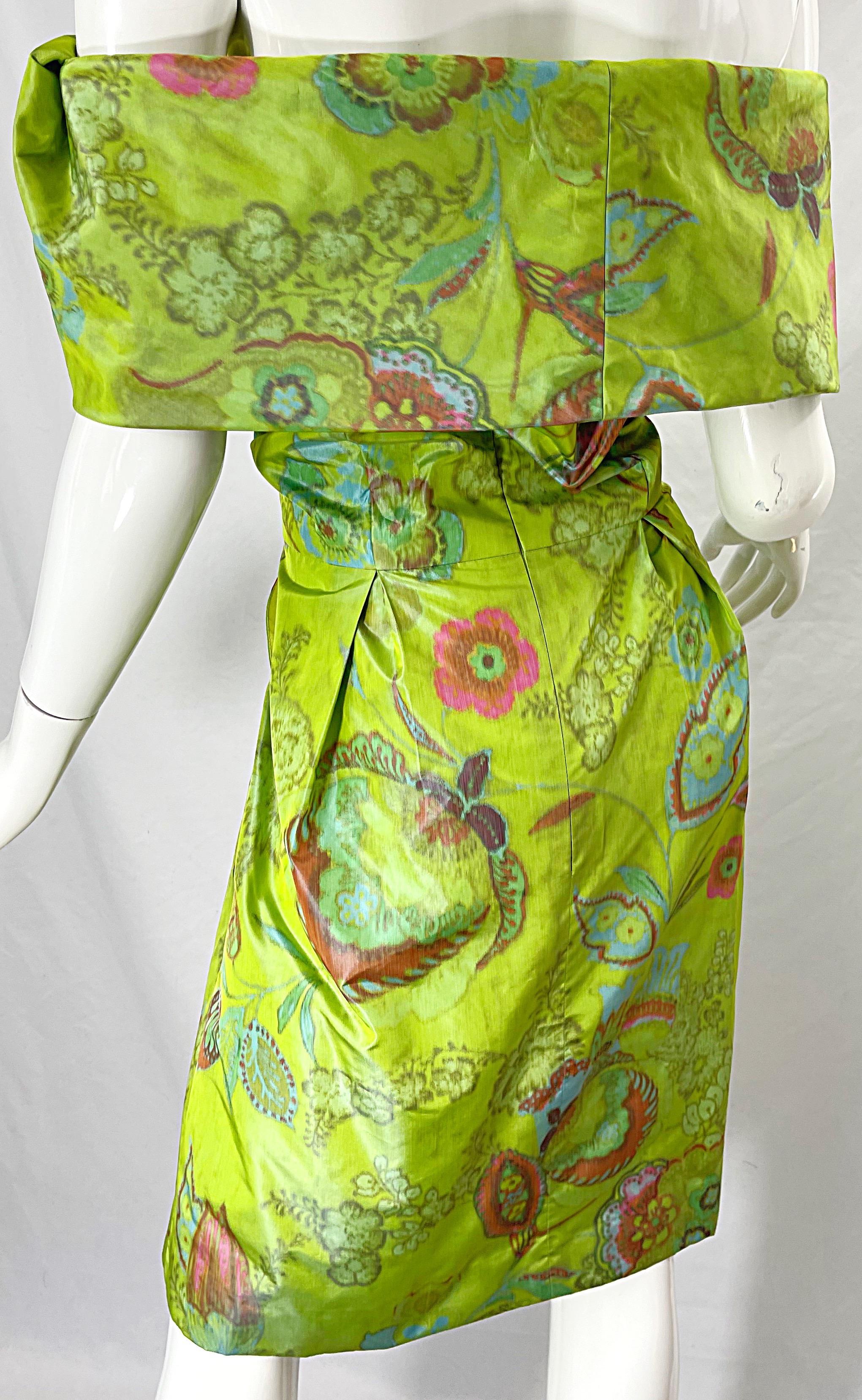 1990er Lee Alexander Couture Größe Large Seidentaft schulterfreies Vintage Kleid im Angebot 2
