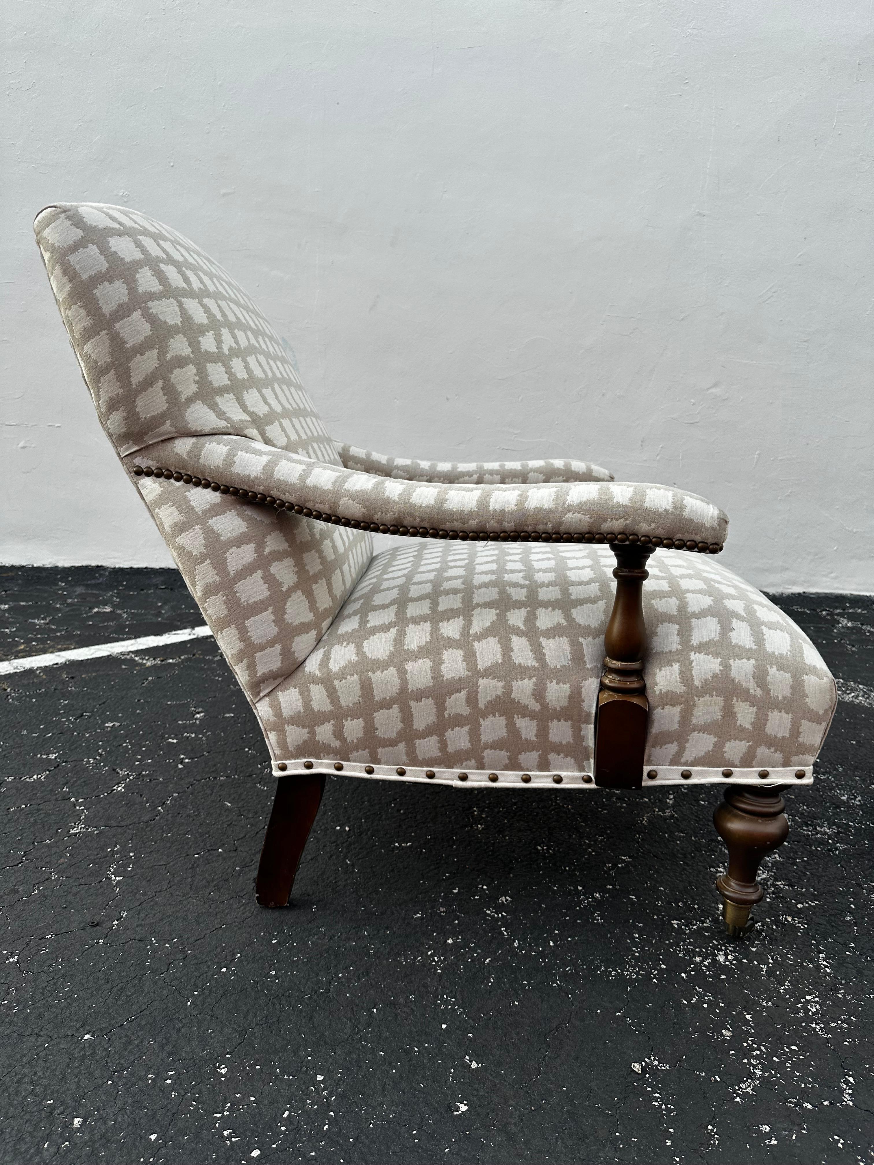 1990 Lee Industries Bibliothèque anglaise Biege White Linen  sur roulettes, ensemble de 2 en vente 6