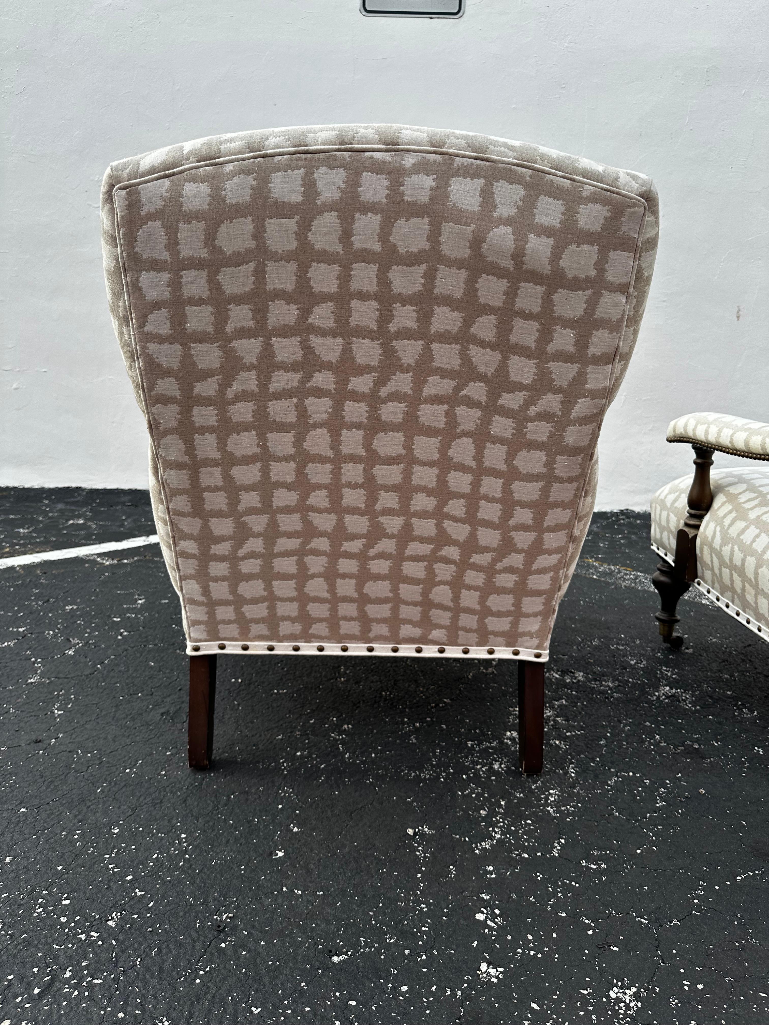 1990 Lee Industries Bibliothèque anglaise Biege White Linen  sur roulettes, ensemble de 2 en vente 7
