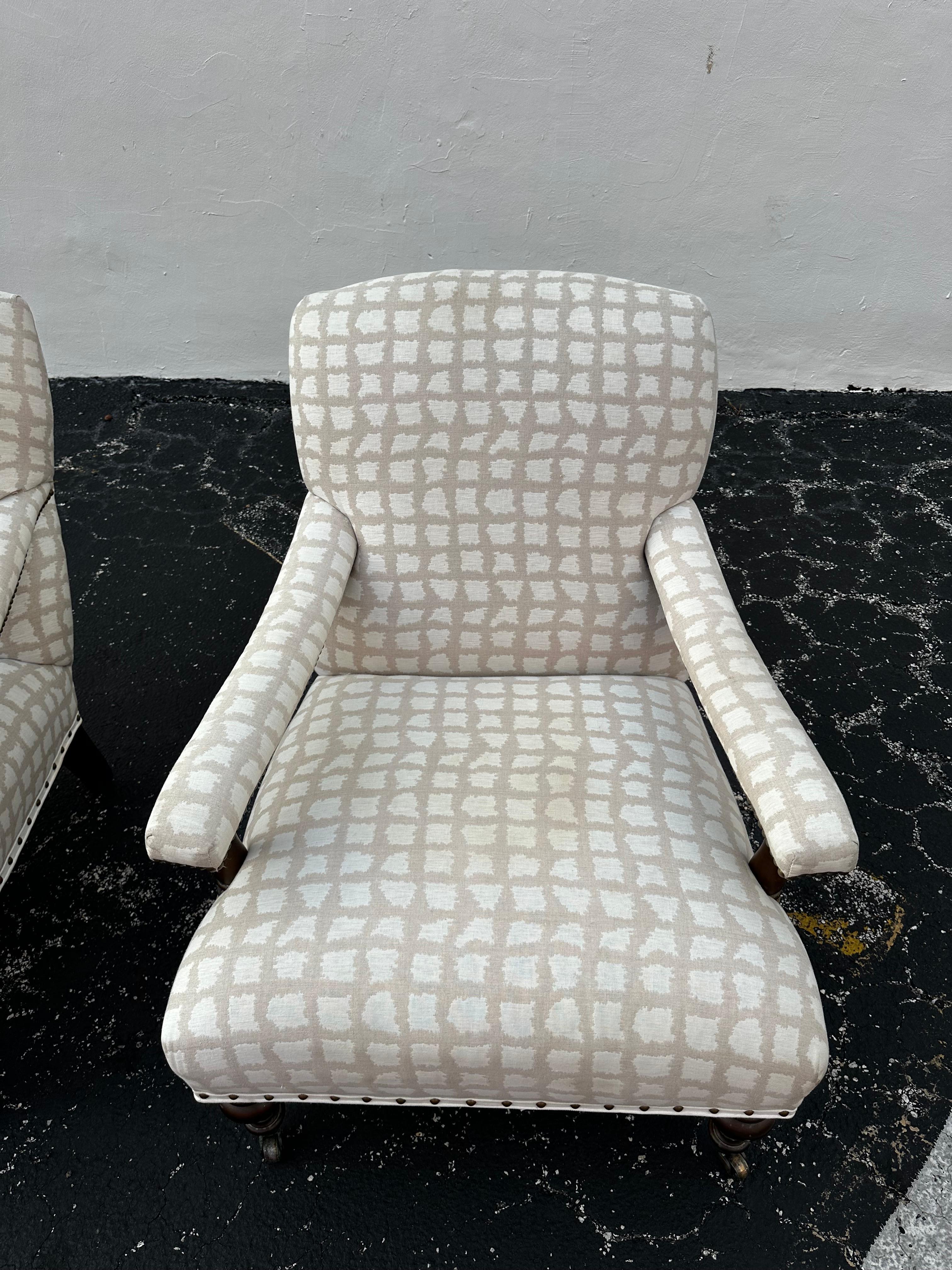 1990 Lee Industries Bibliothèque anglaise Biege White Linen  sur roulettes, ensemble de 2 en vente 9