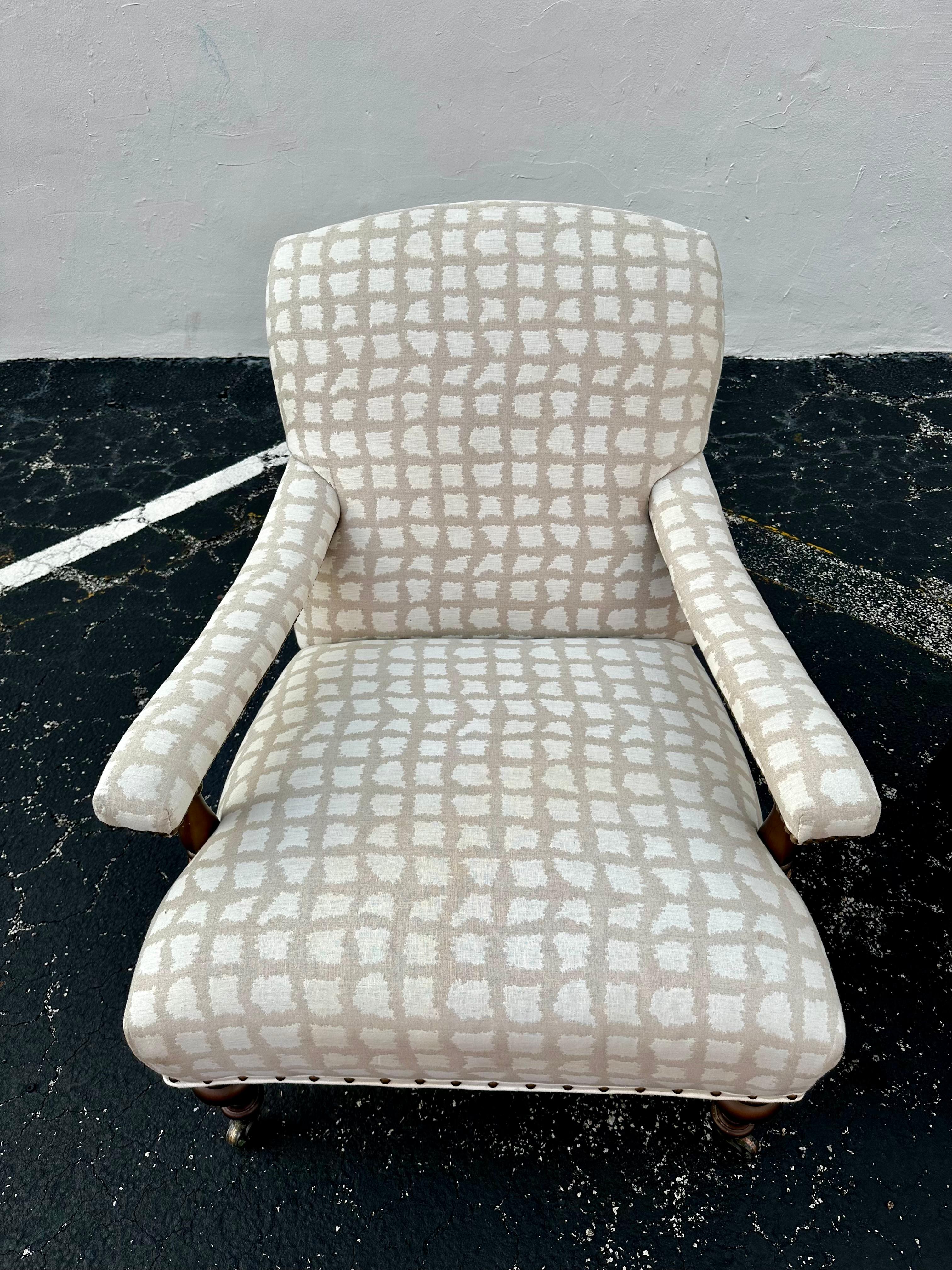 1990 Lee Industries Bibliothèque anglaise Biege White Linen  sur roulettes, ensemble de 2 en vente 10