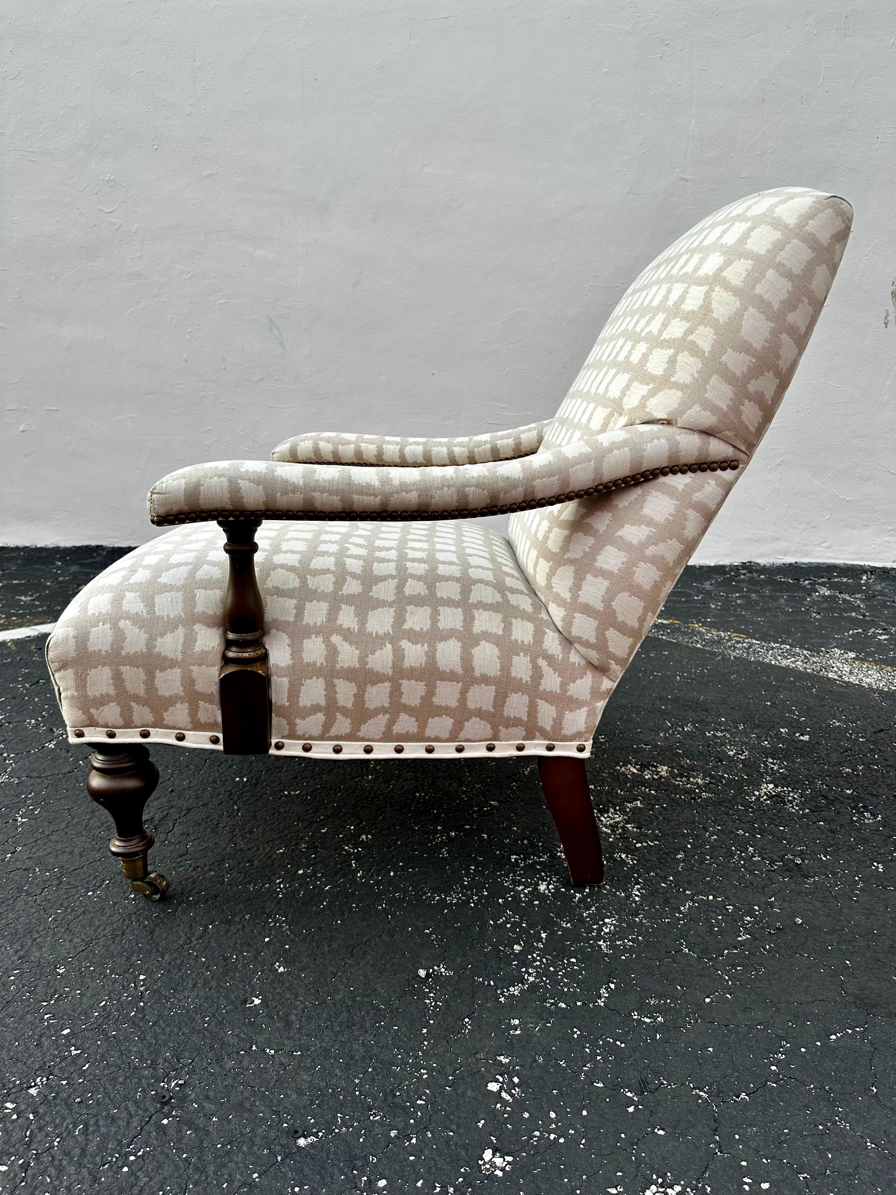1990 Lee Industries Bibliothèque anglaise Biege White Linen  sur roulettes, ensemble de 2 en vente 2