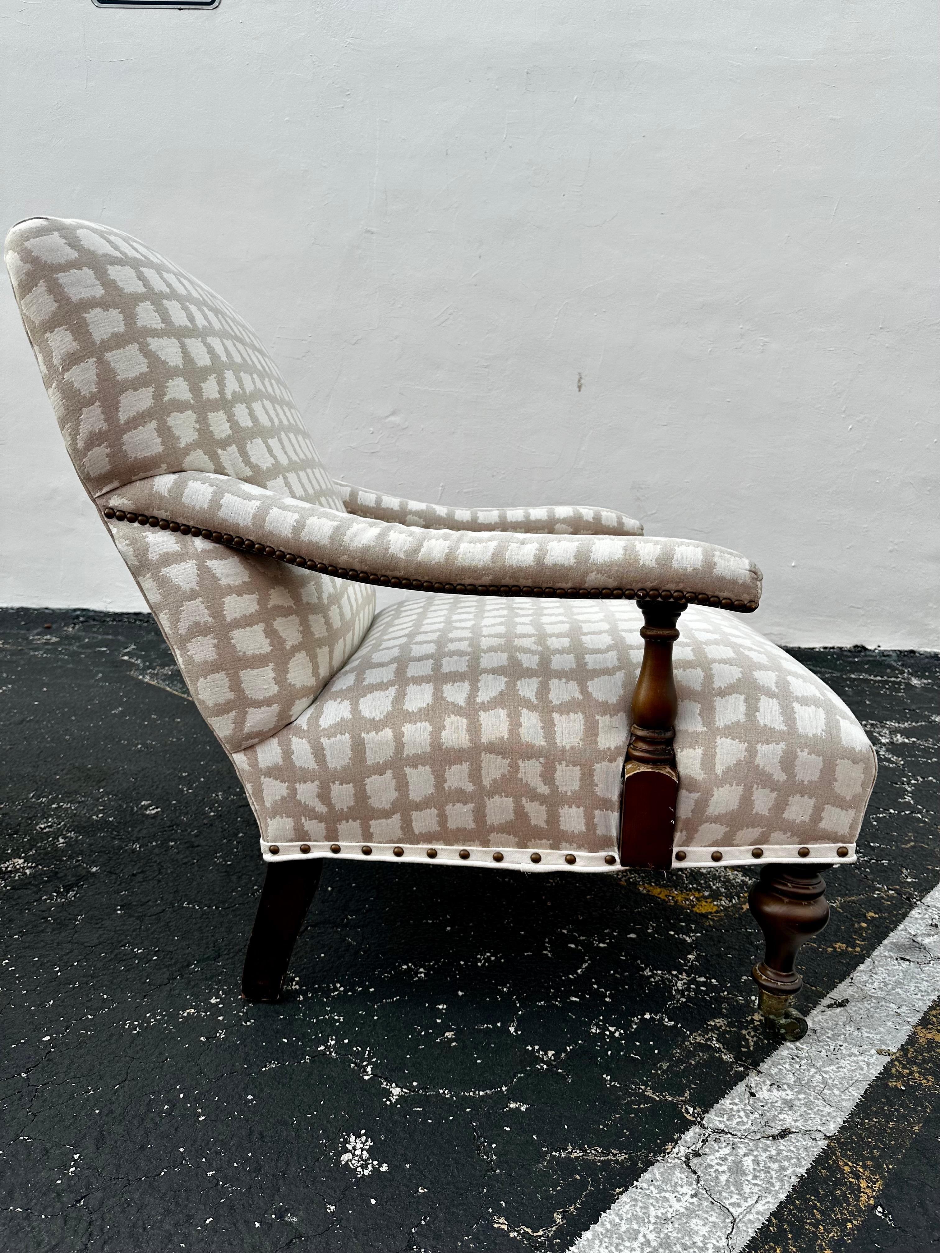 1990 Lee Industries Bibliothèque anglaise Biege White Linen  sur roulettes, ensemble de 2 en vente 3