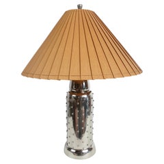 1990s Leon Fontier Handcrafted Pewter Table Lamp with Elegant Hobnail Design