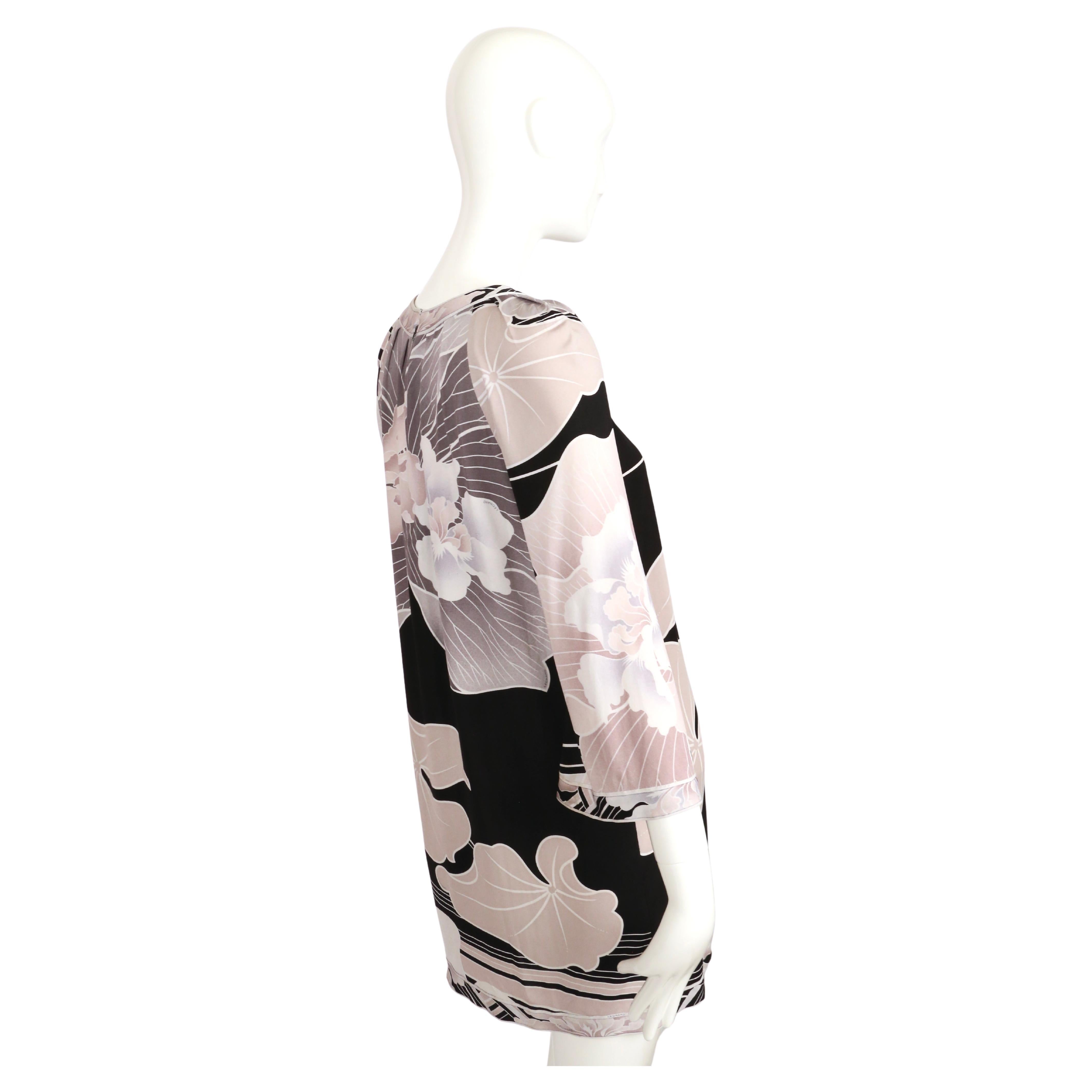 Women's or Men's 1990's LEONARD of PARIS floral watercolor printed silk jersey babydoll dress For Sale