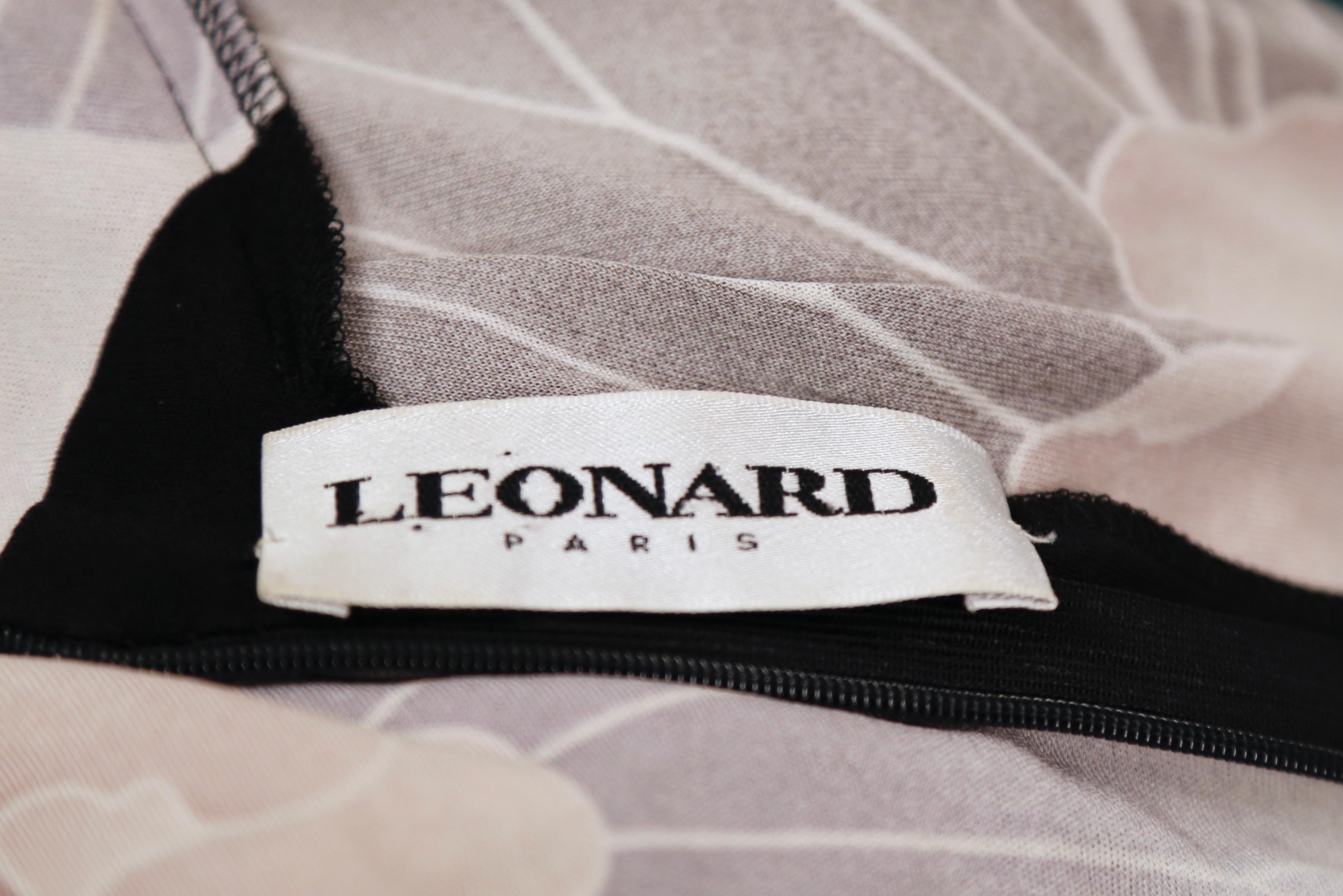 LEONARD of PARIS robe babydoll en jersey de soie à imprimé floral aquarelle des années 1990 en vente 3