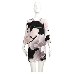 Used 1990's LEONARD of PARIS floral watercolor printed silk jersey babydoll dress