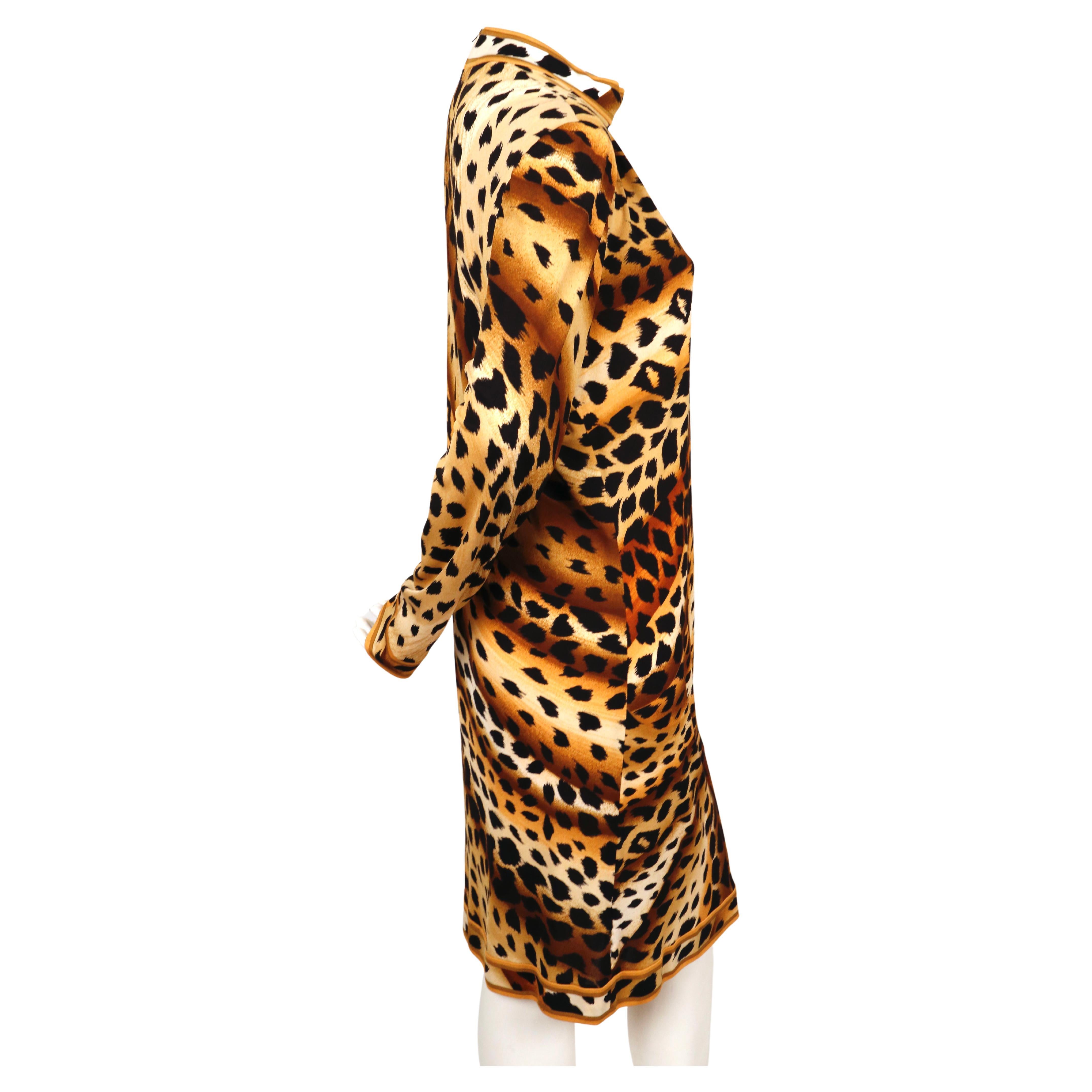 Orange 1990's LEONARD silk jersey leopard printed draped dress For Sale