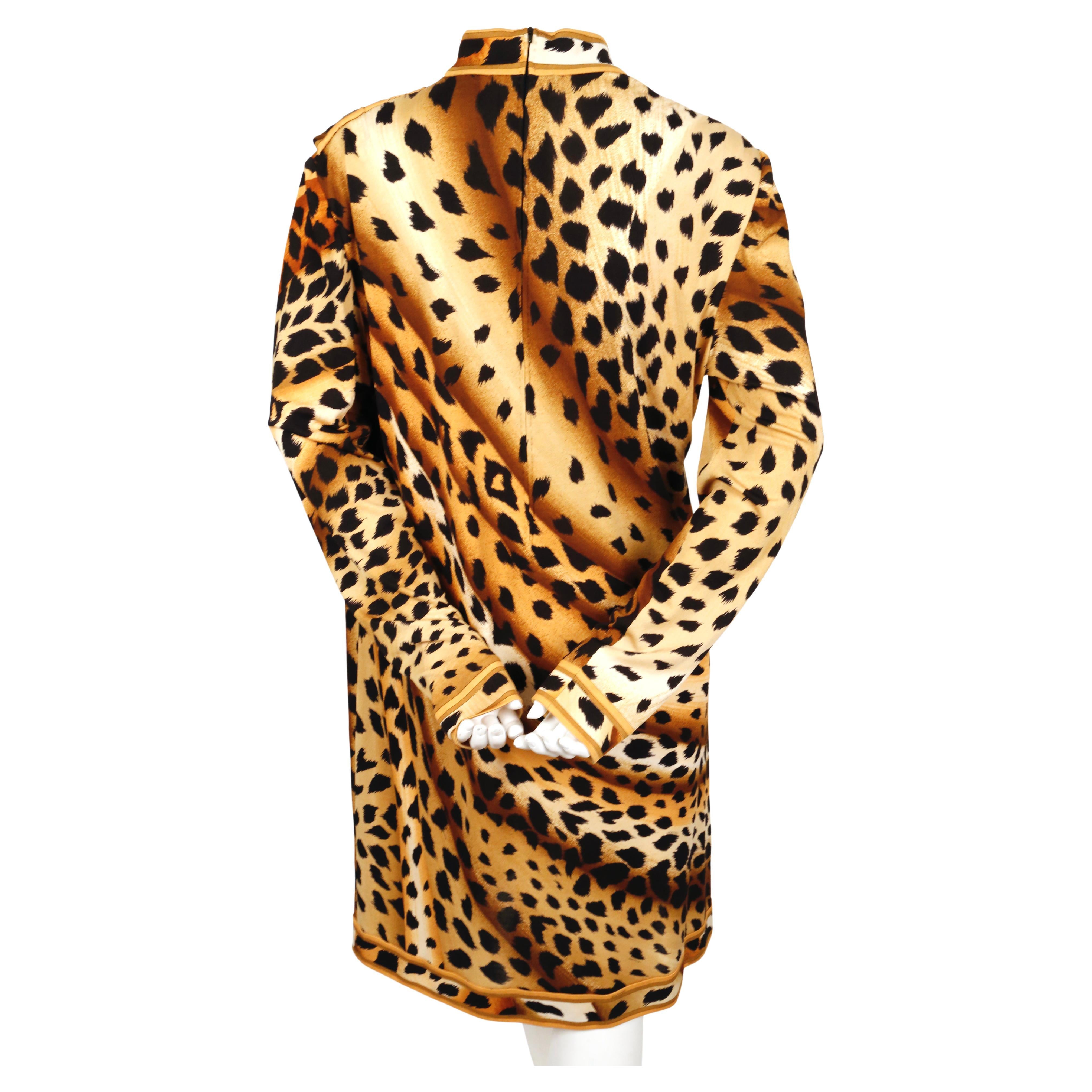 1990's LEONARD silk jersey leopard printed draped dress In Good Condition For Sale In San Fransisco, CA