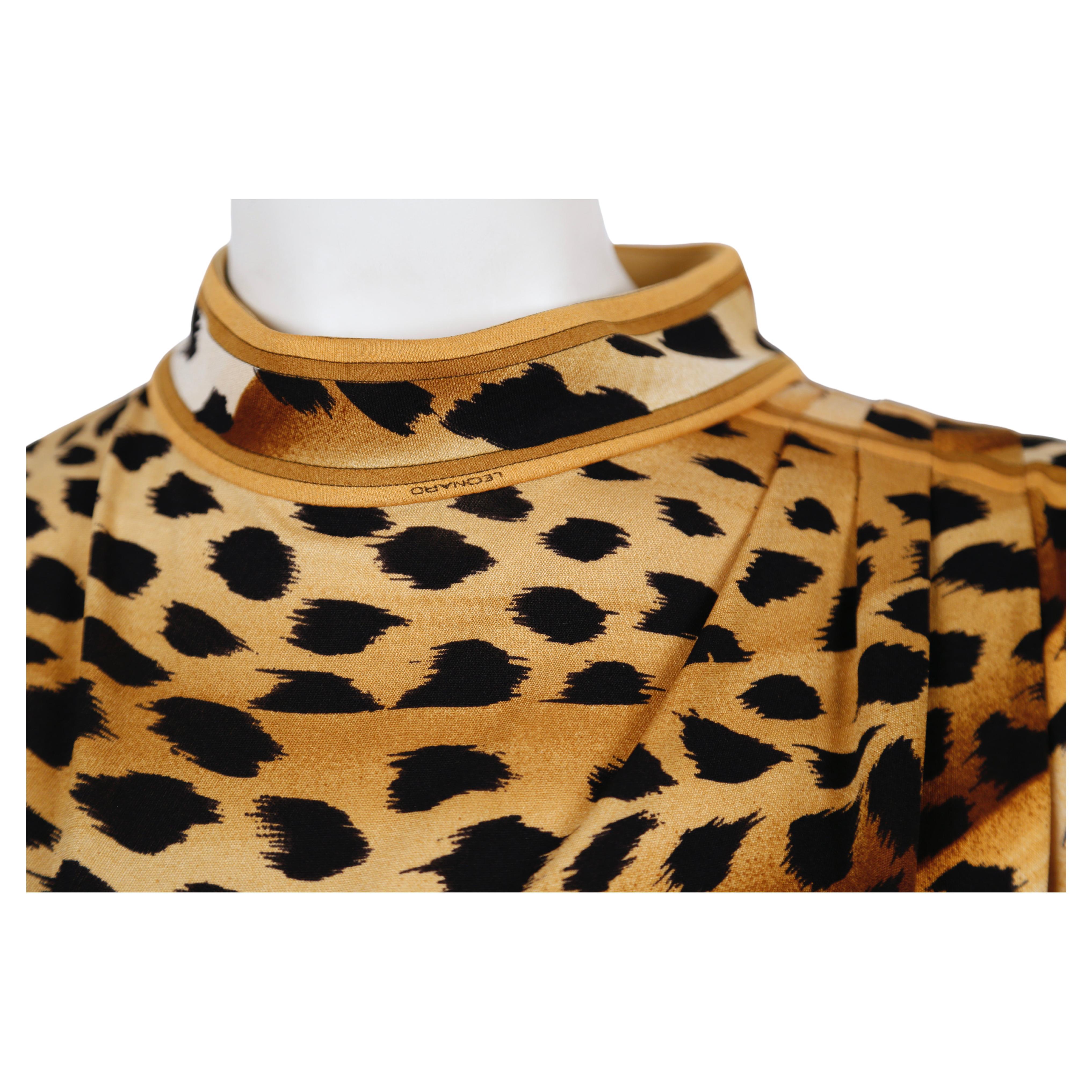 Women's or Men's 1990's LEONARD silk jersey leopard printed draped dress For Sale