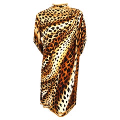 1990's LEONARD silk jersey leopard printed draped dress