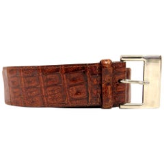 Vintage 1990s Les Copains Caramel Crocodile Leather Belt