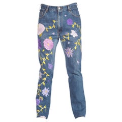 Vintage 1990S LEVIS Men's Hippie Boho Floral Embroidered Jeans