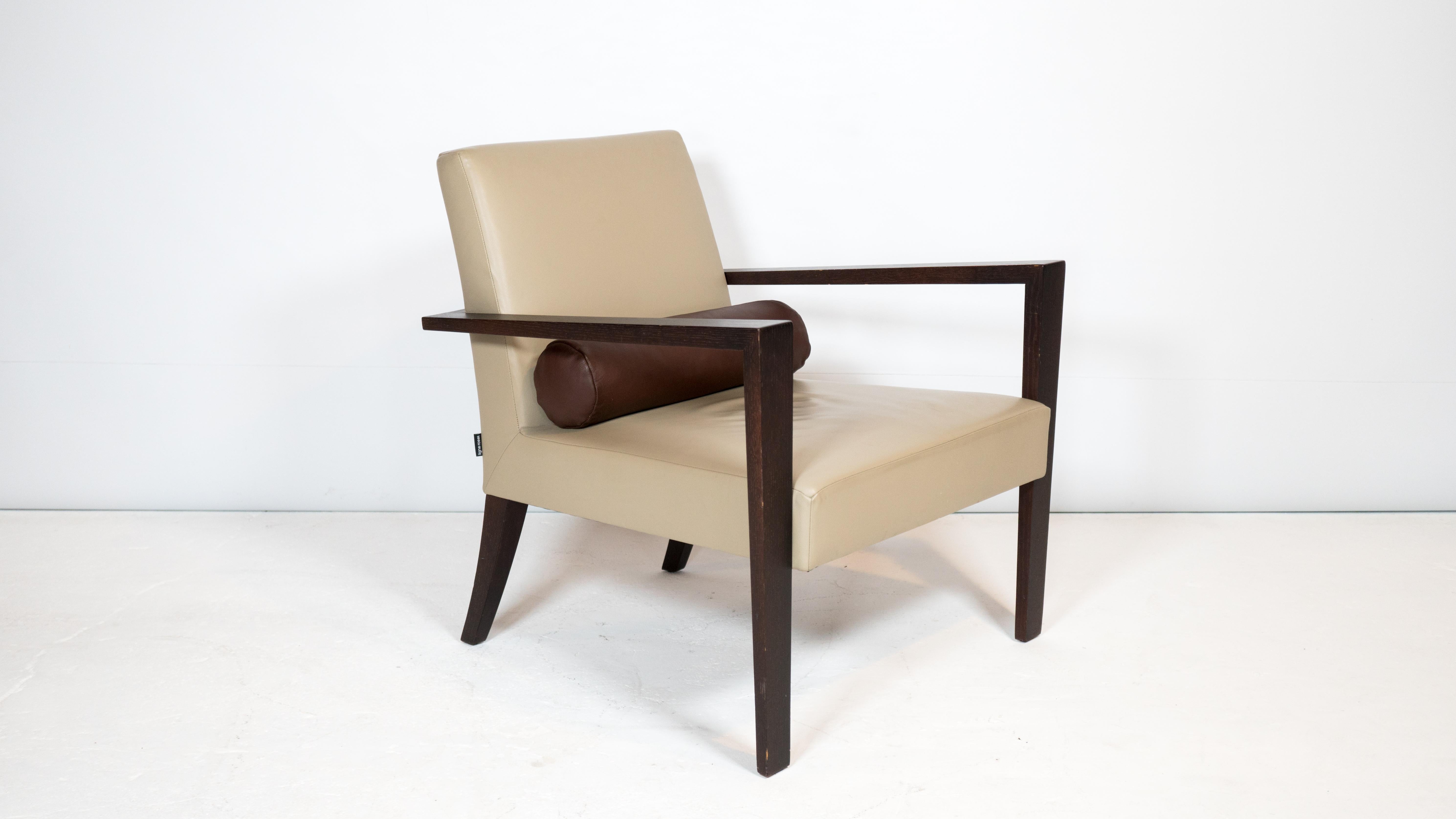 1990s Ligne Roset French Line' Leather Chair by Didier Gomez In Good Condition For Sale In Boston, MA