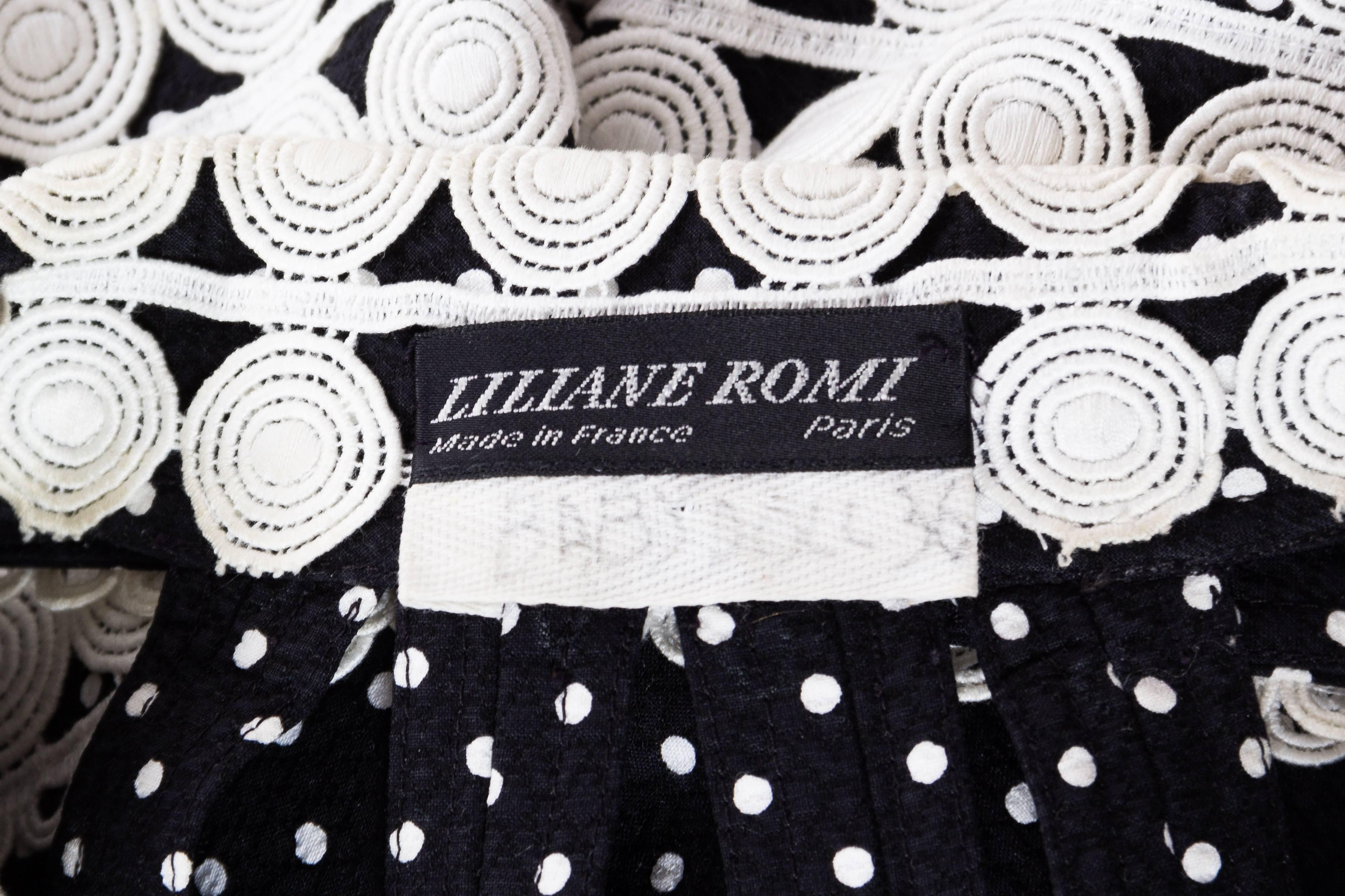 1990S LILIANE ROMI Black & White Haute Couture Cotton Piqué Halter Top Romper W 6
