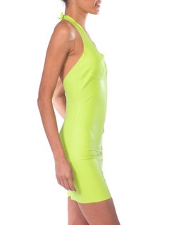 1990S Lime Green Neon  Rubber Club Kid Sexy Cocktail Dress