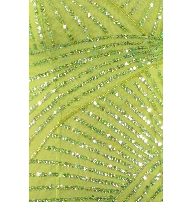 1990S - Robe en maille poly/nylon pailletée vert lime en vente 6